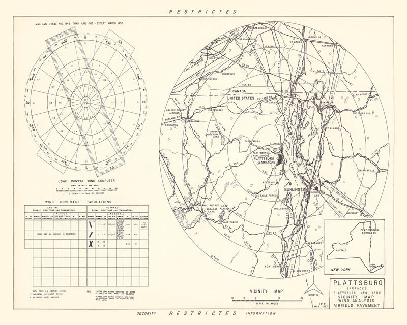 Size comparison using Vintage Map of the Plattsburg Barracks Vicinity, 1952