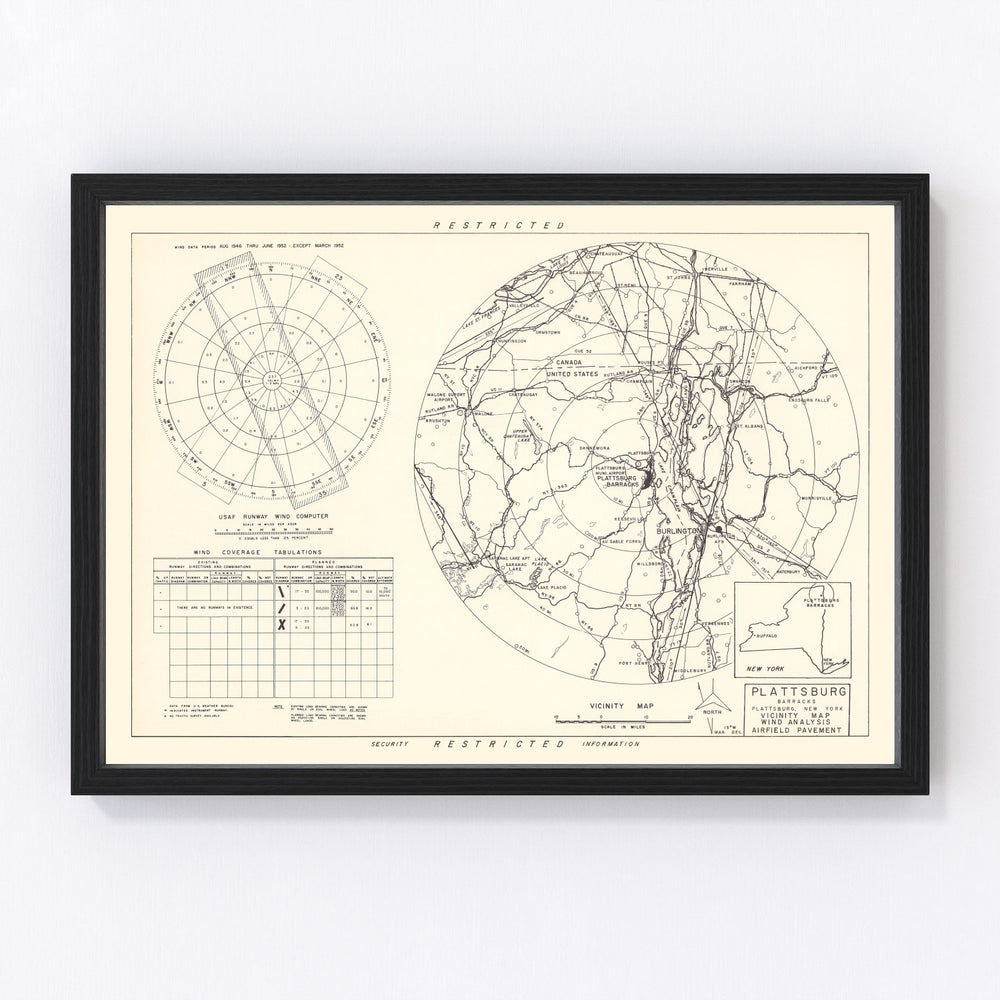 Plattsburg Barracks Vicinity Vintage Map 1952