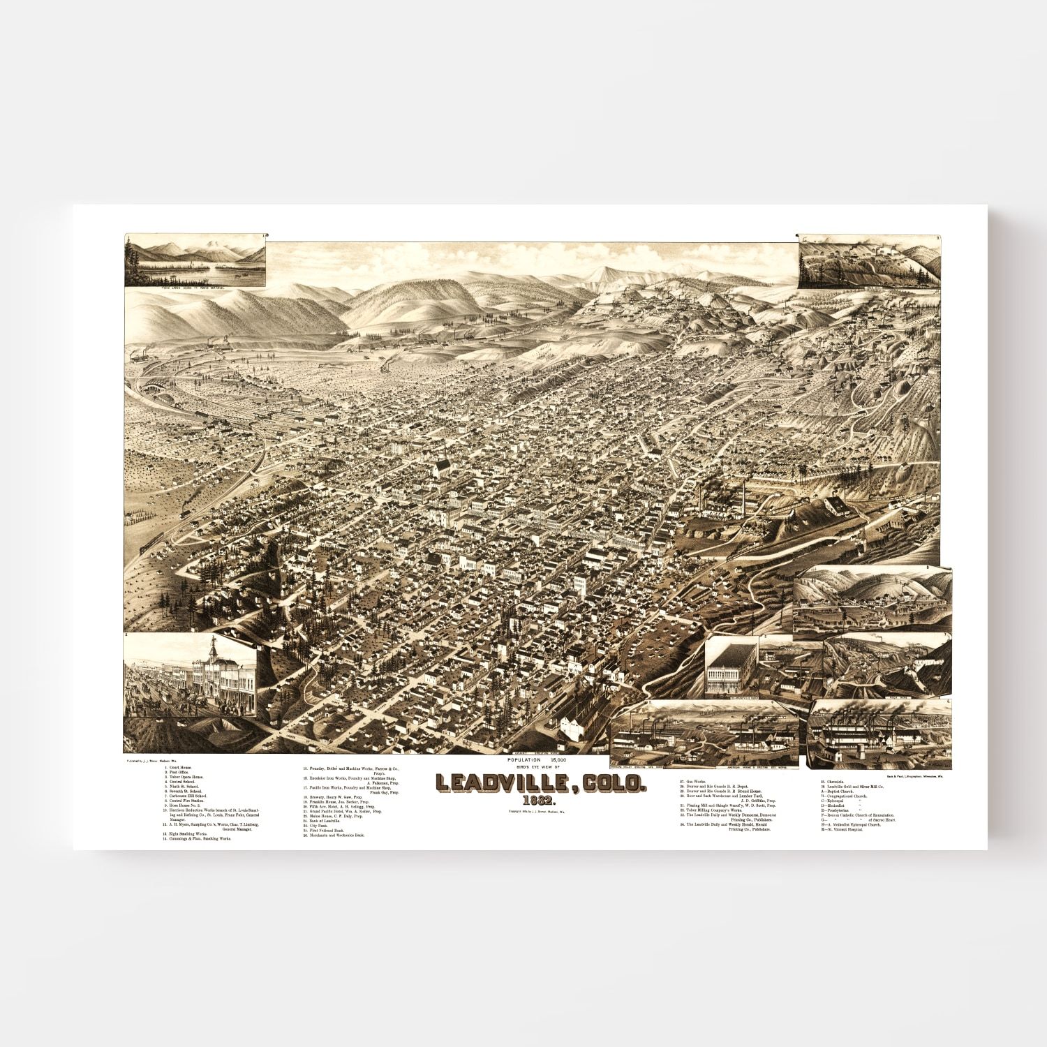 Vintage Map of Leadville, Colorado 1882 by Ted's Vintage Art