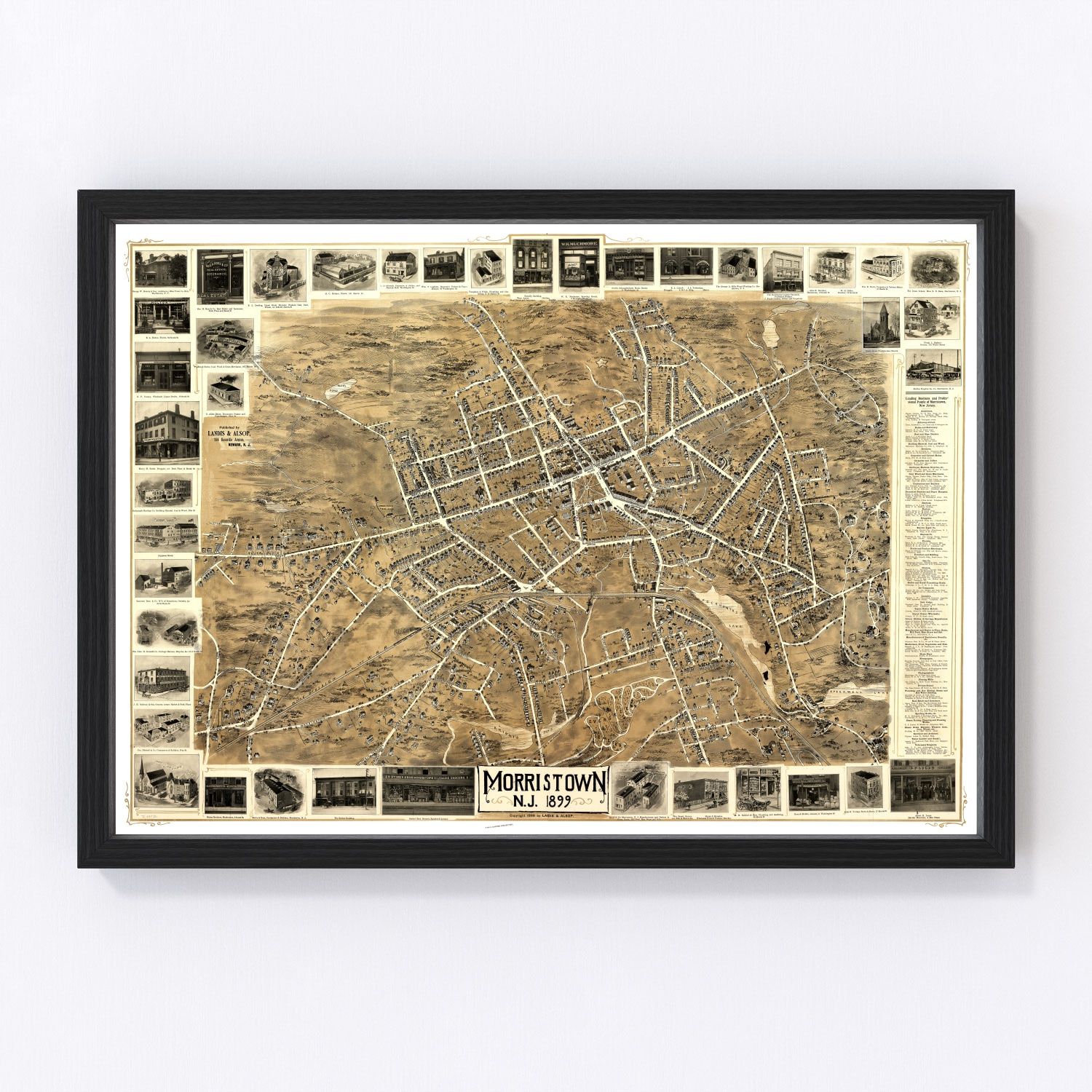 Vintage Map of Morristown, New Jersey 1899 by Ted's Vintage Art