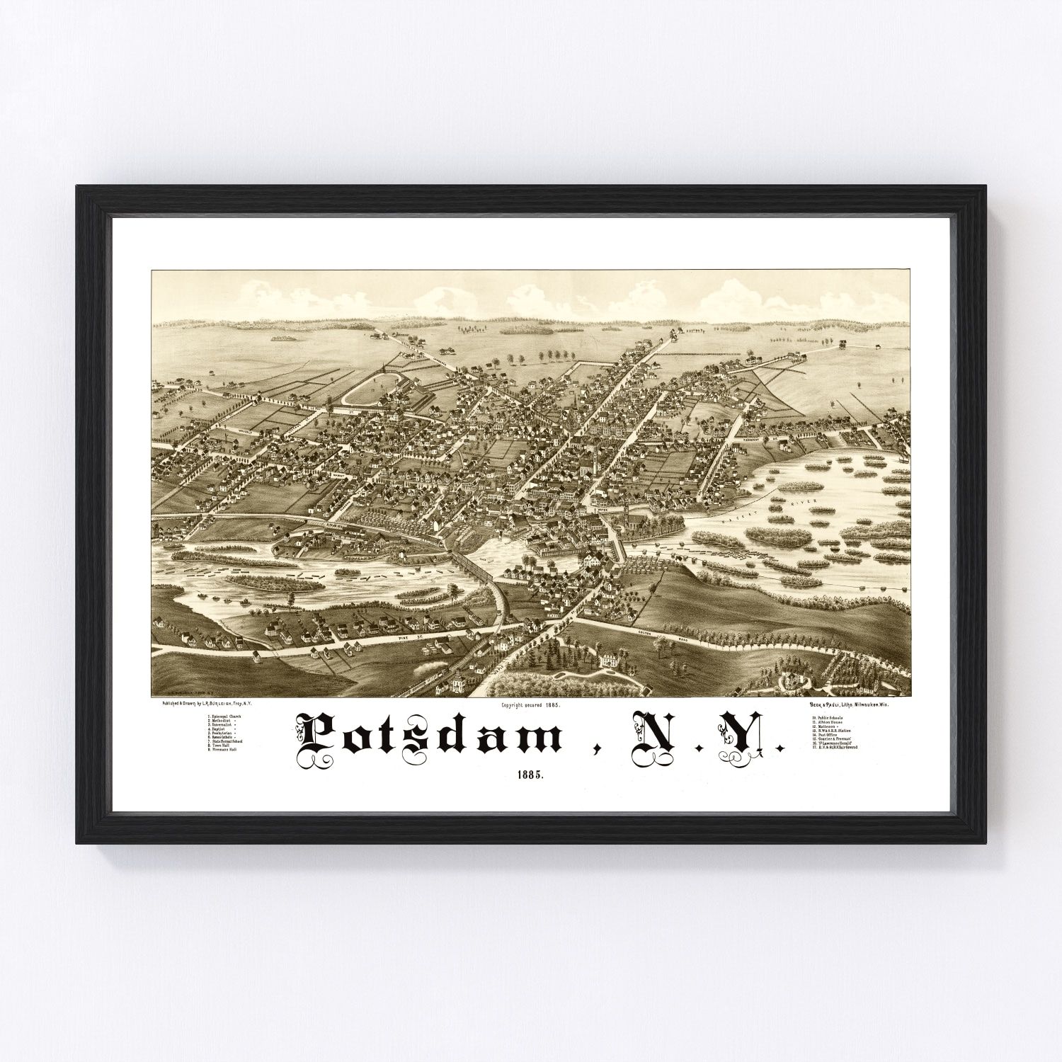 Vintage Map of Potsdam, New York 1885 by Ted's Vintage Art