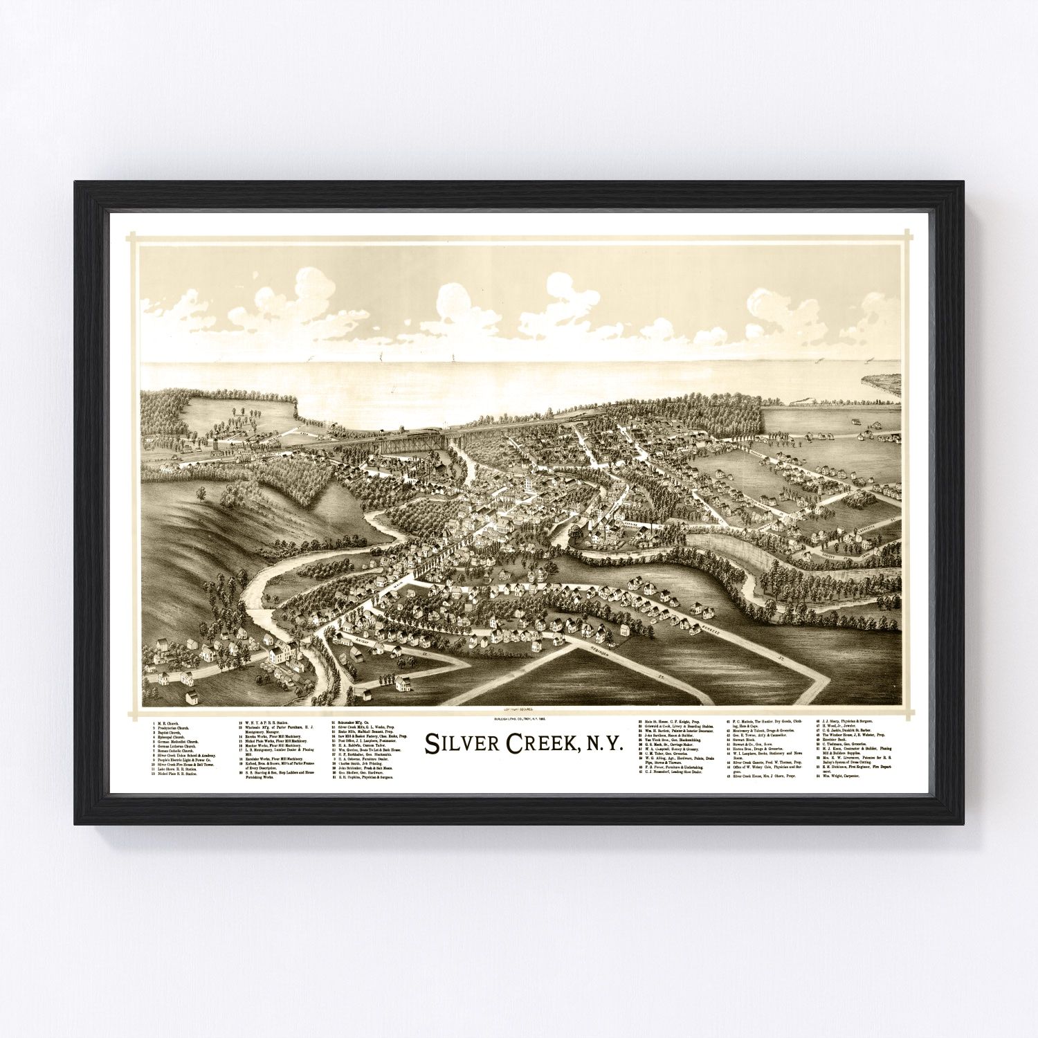 Vintage Map of Silver Creek, New York 1892 by Ted's Vintage Art