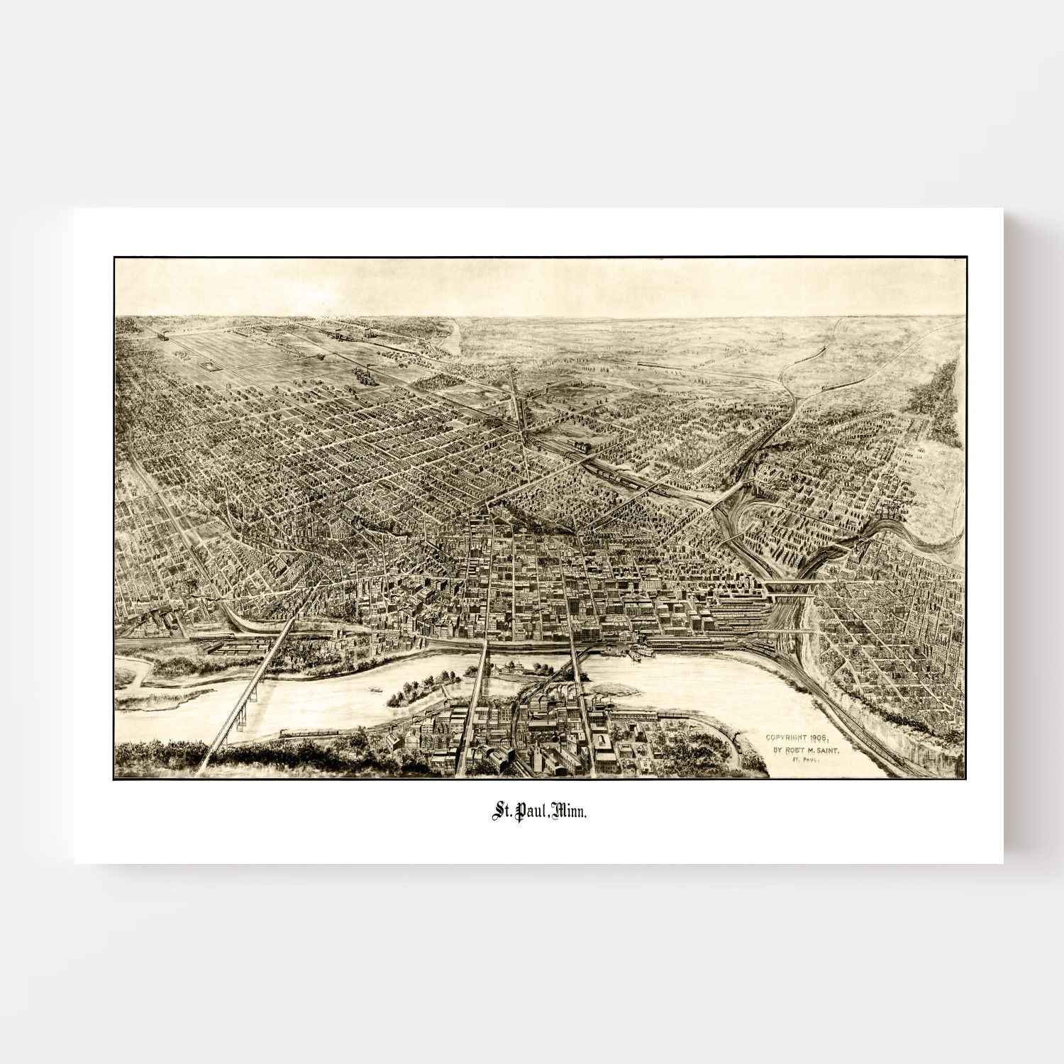 Vintage Map of St. Paul, Minnesota 1906 by Ted's Vintage Art