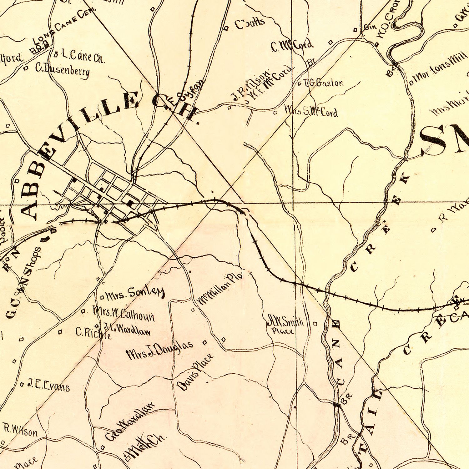 Vintage Map of Abbeville County, South Carolina 1895 by Ted's Vintage Art