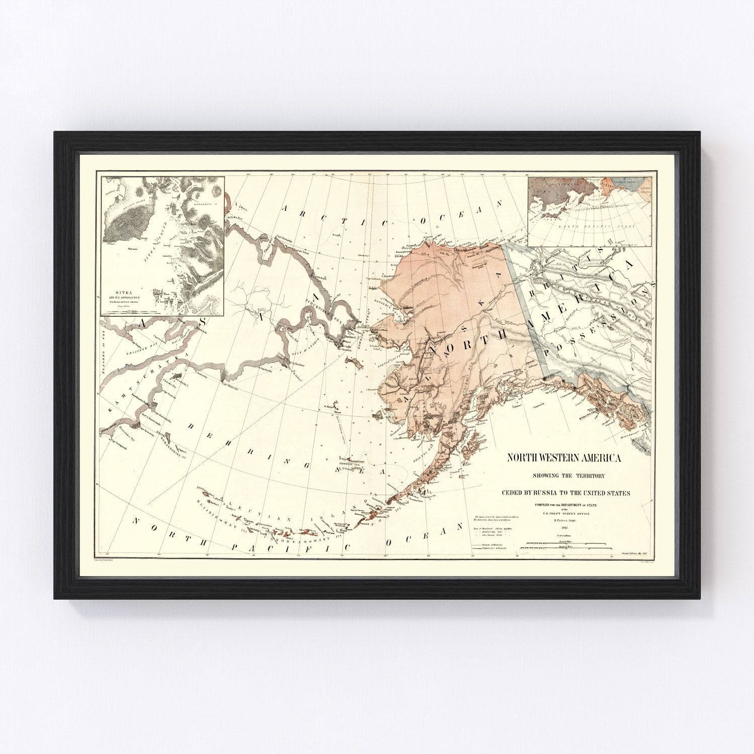 Vintage Map of Alaska, 1867 by Ted's Vintage Art