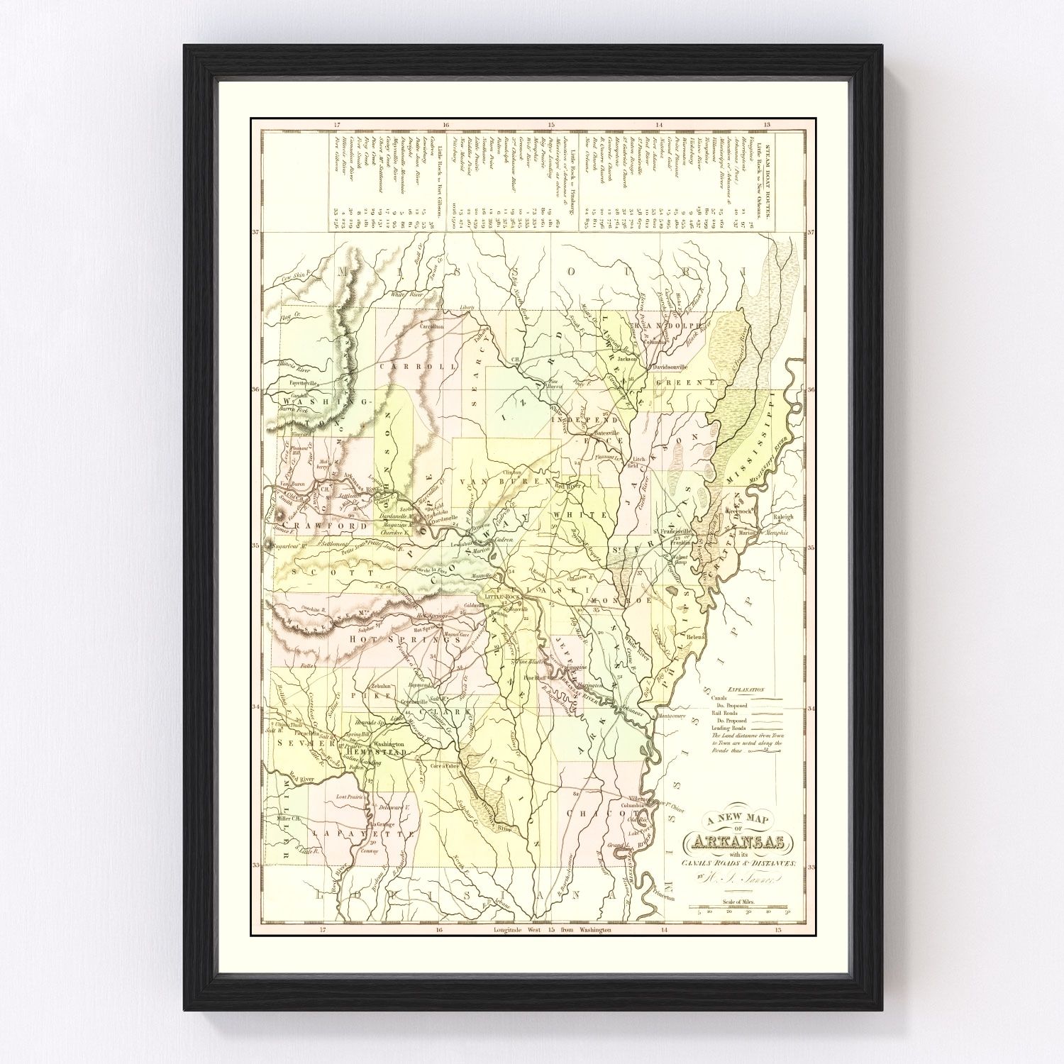 Vintage Map Of Arkansas 1836 By Teds Vintage Art 0733