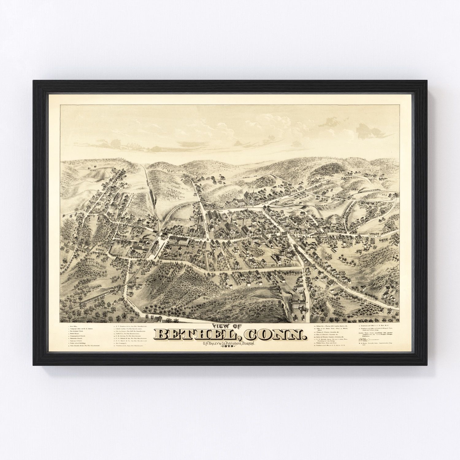 Vintage Map of Bethel, Connecticut 1879 by Ted's Vintage Art