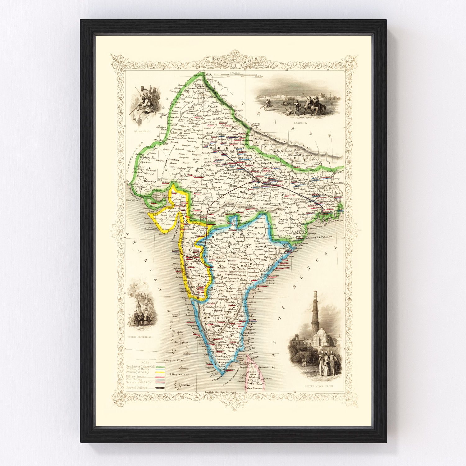 Vintage Map Of British India 1851 By Ted's Vintage Art