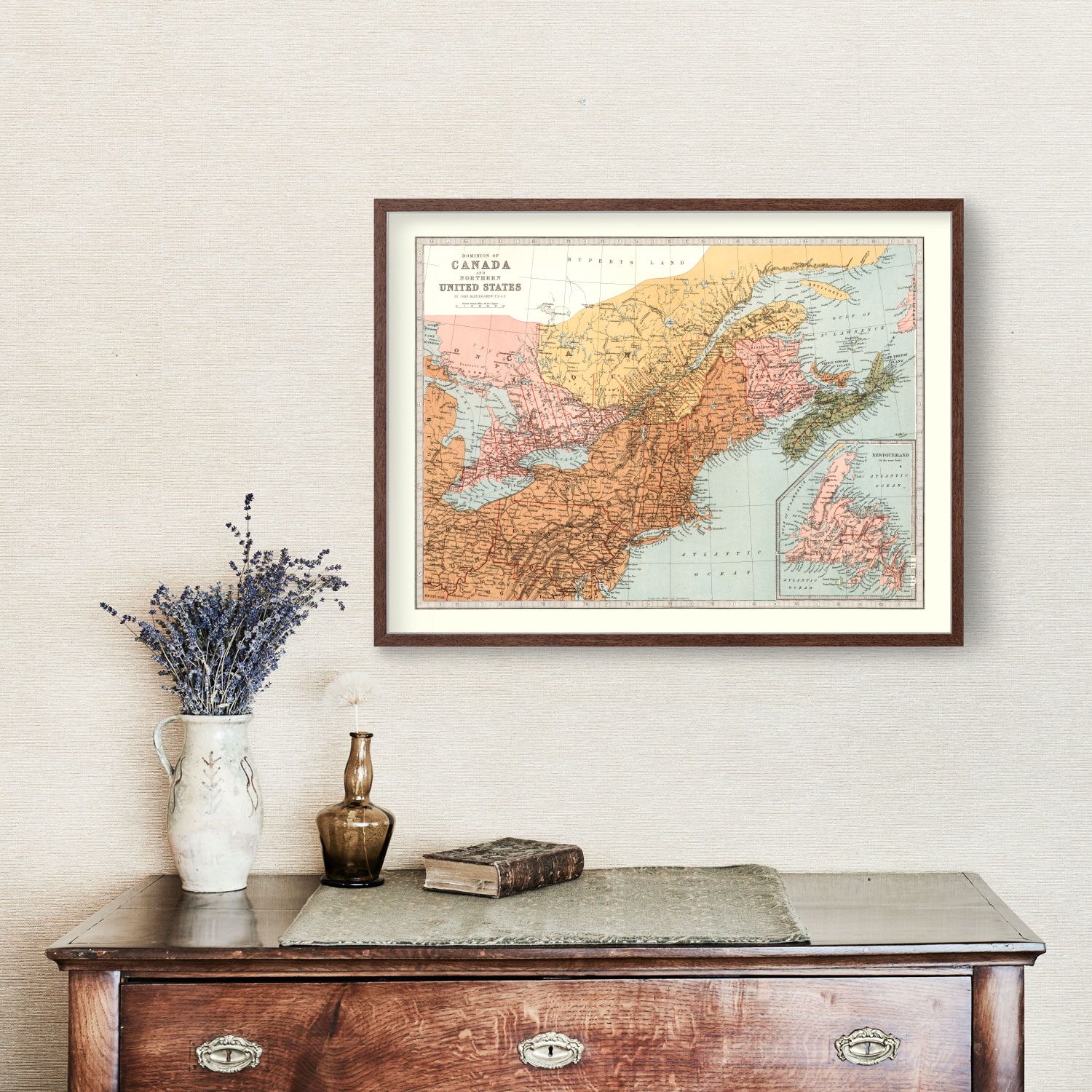 Vintage Map of Canada & Northern United States 1871 by Ted's Vintage Art