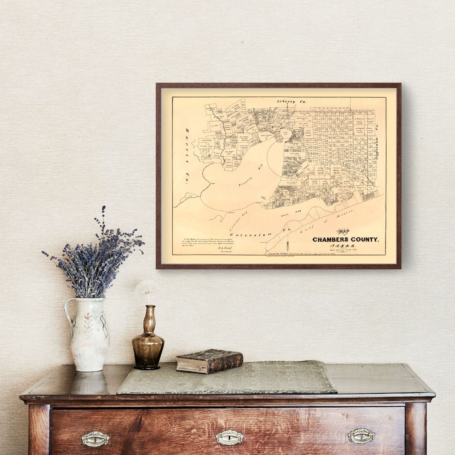 Vintage Map Of Chambers County Texas 1879 By Teds Vintage Art