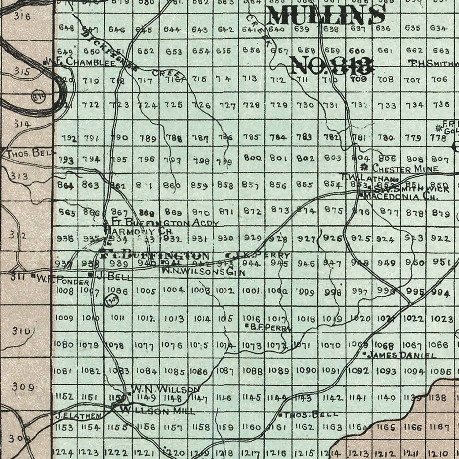 Vintage Map of Cherokee County, Georgia 1895 by Ted's Vintage Art