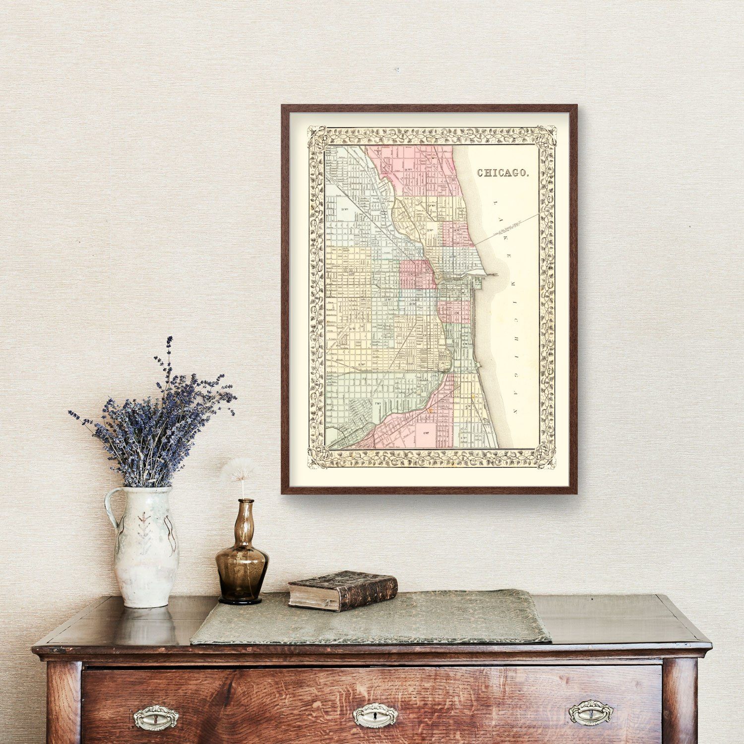 Vintage Map Of Chicago Illinois 1870 By Ted S Vintage Art   6649 1 