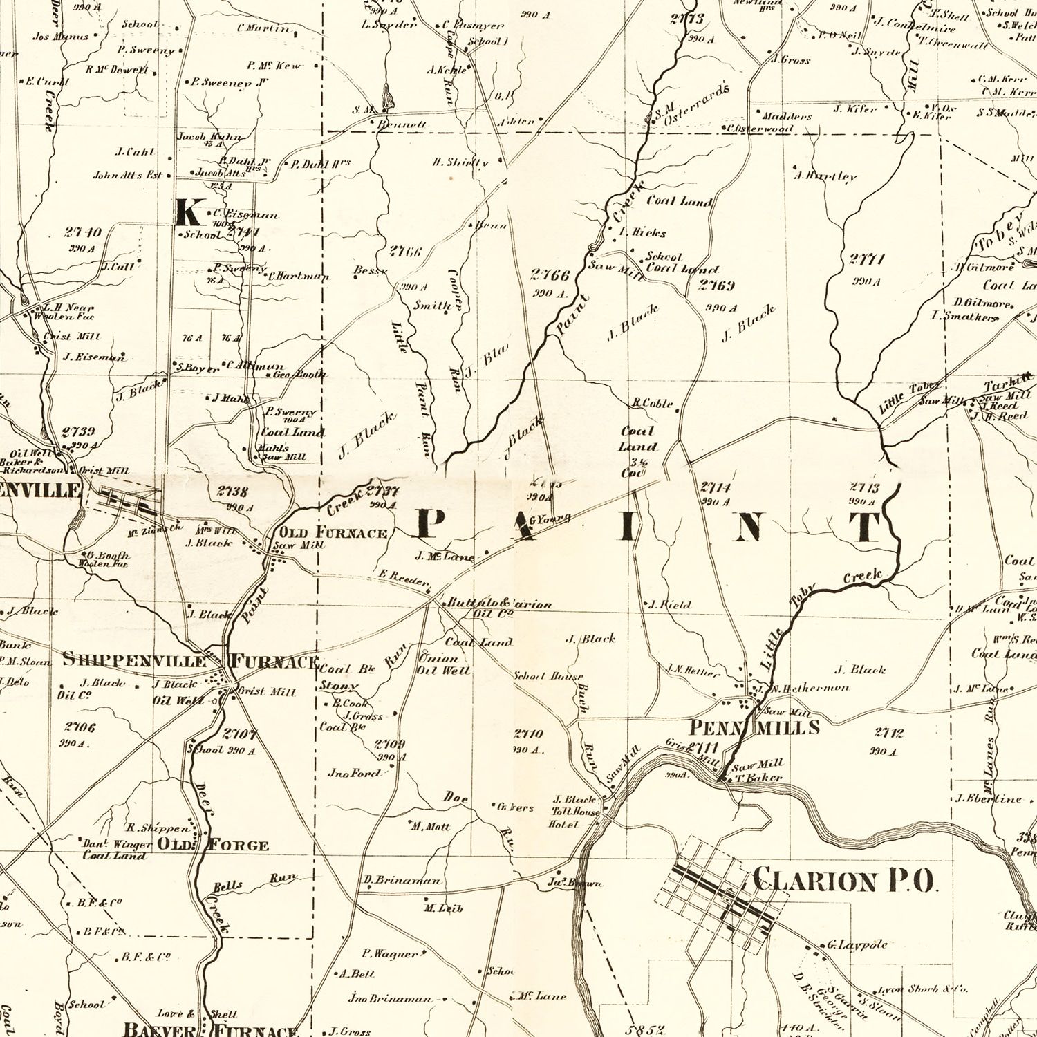 Vintage Map of Clarion County, Pennsylvania 1865 by Ted's Vintage Art