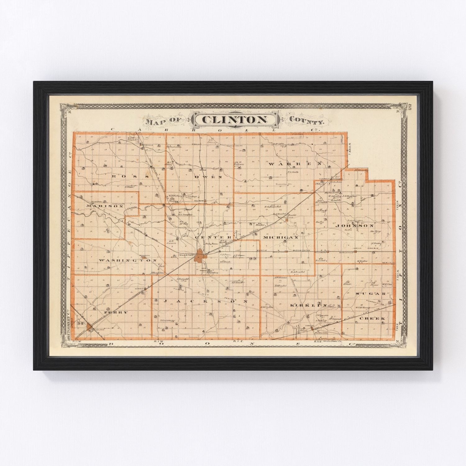 Vintage Map Of Clinton County Indiana 1876 By Teds Vintage Art 2890