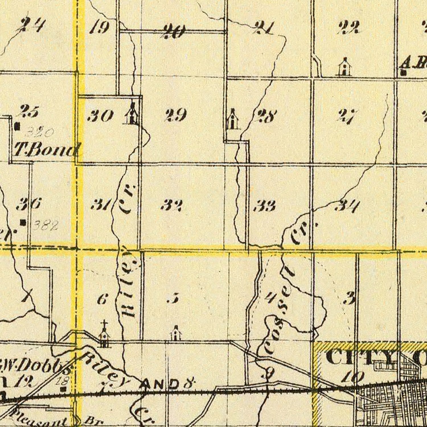 Vintage Map Of Coles County Illinois 1876 By Teds Vintage Art