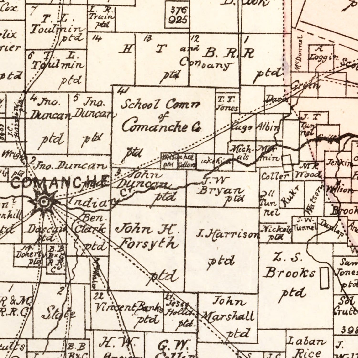 Vintage Map of Comanche County, Texas 1876 by Ted's Vintage Art