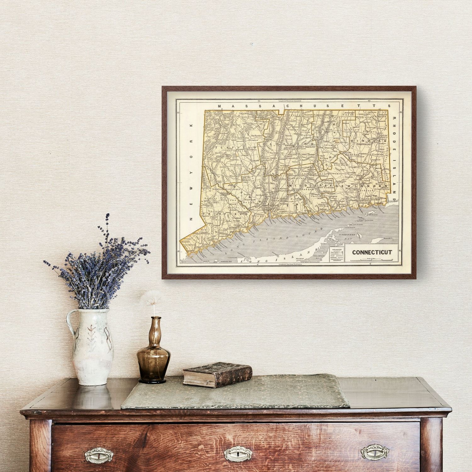 Vintage Map of Connecticut, 1842 by Ted's Vintage Art