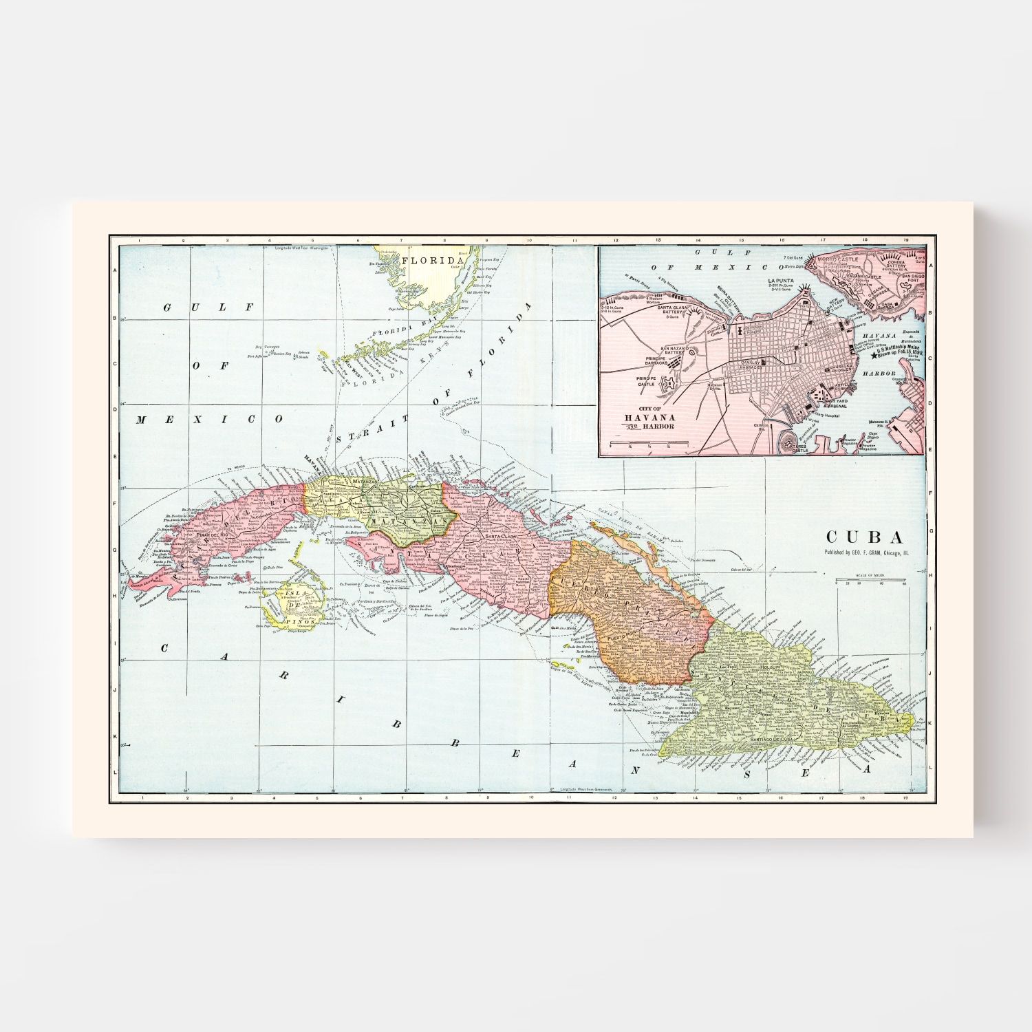 Vintage Map of Cuba 1901 by Ted's Vintage Art