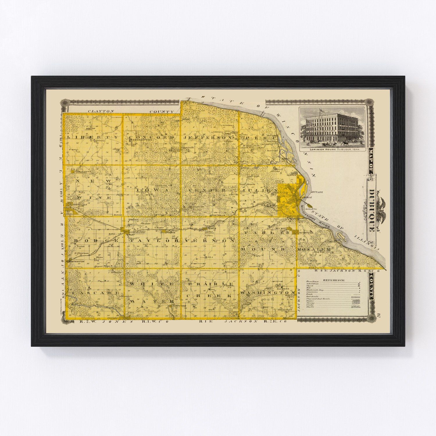 Vintage Map of Dubuque County Iowa, 1875 by Ted's Vintage Art