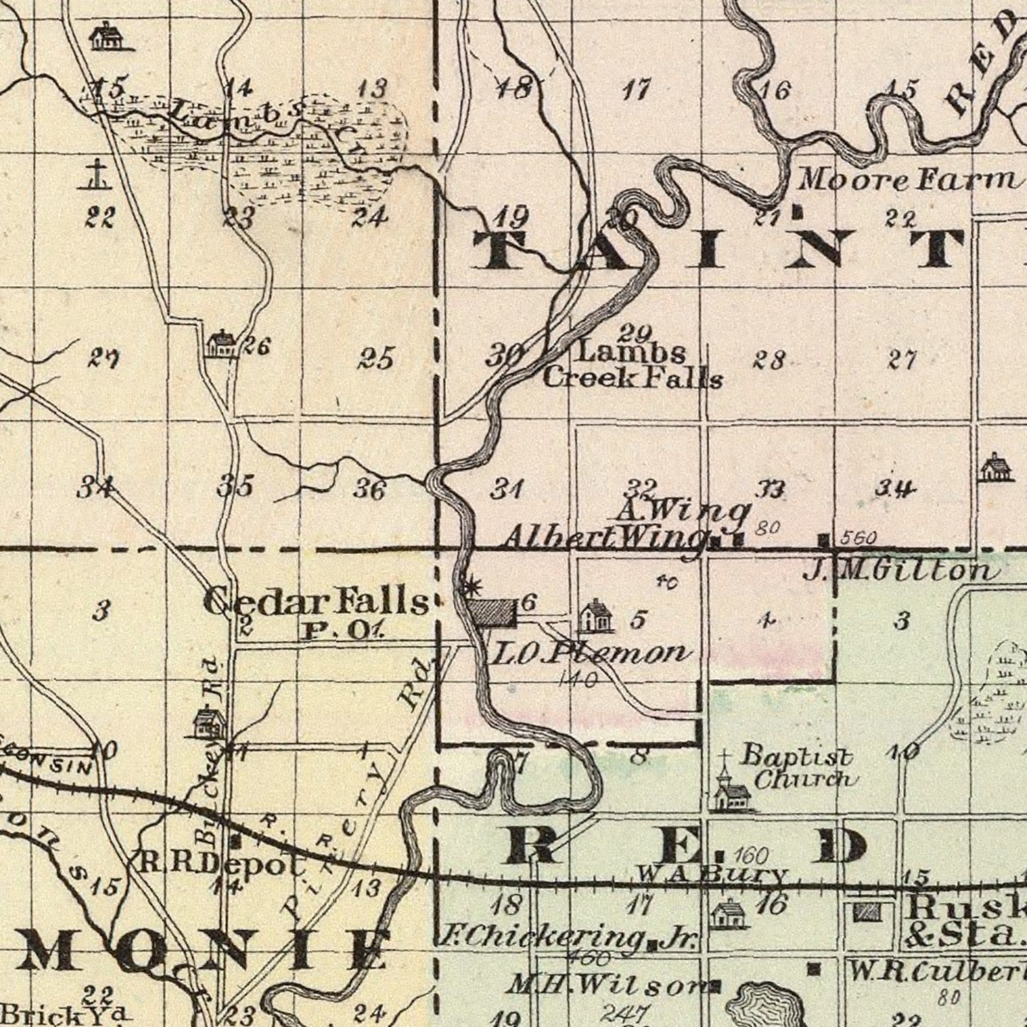 Vintage Map of Dunn County Wisconsin, 1878 by Ted's Vintage Art