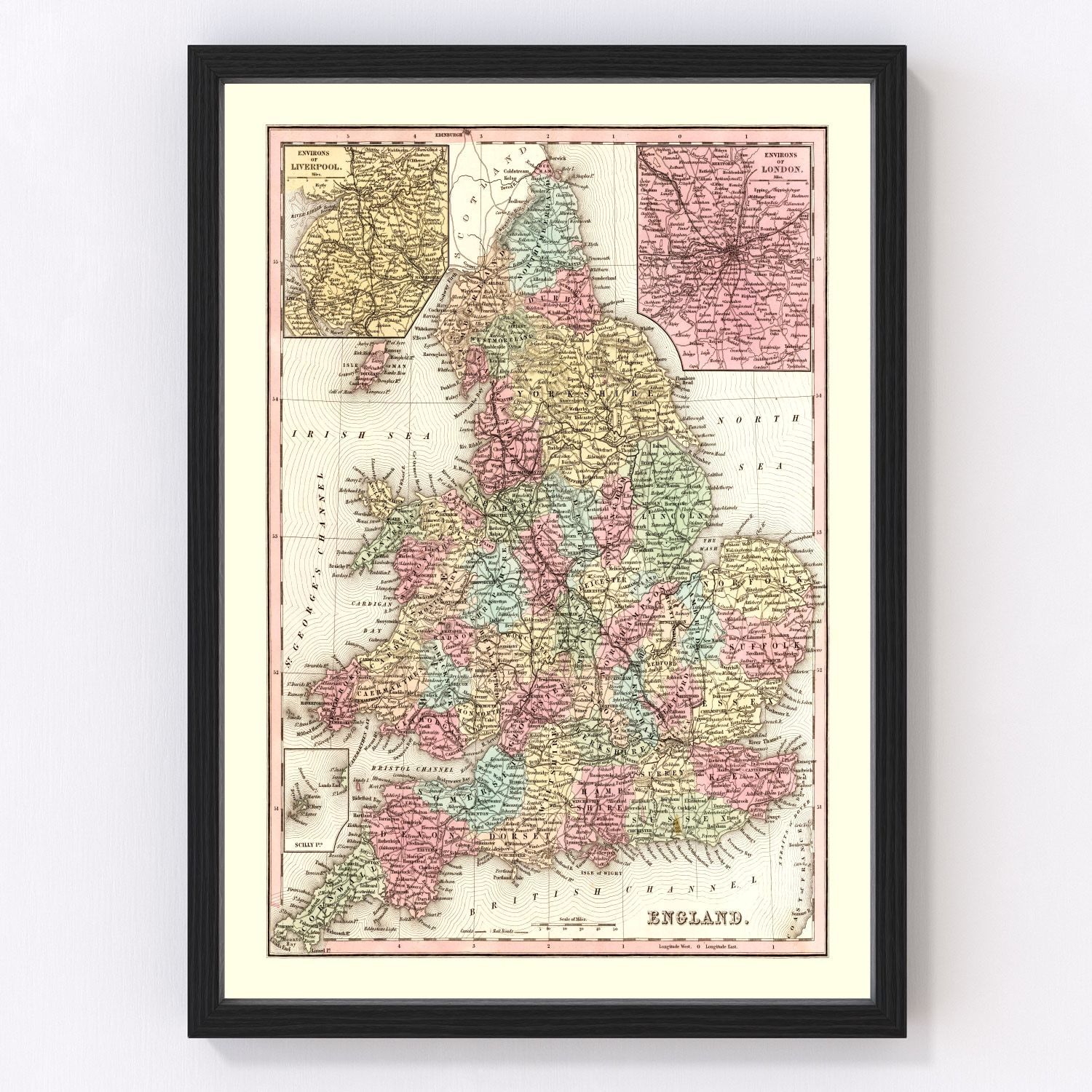 Vintage Map Of England 1842 By Teds Vintage Art 