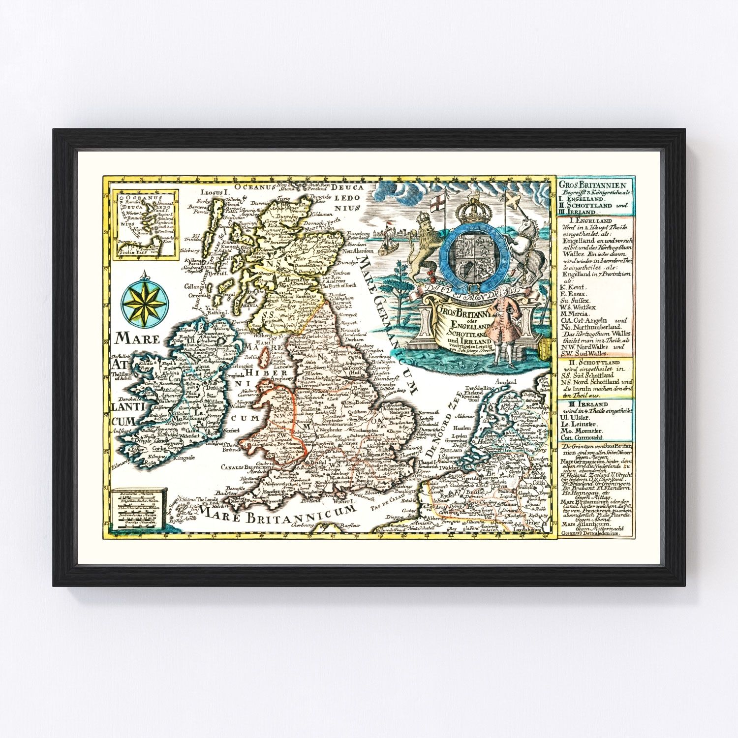 Vintage Map of England, Scotland & Ireland 1790 by Ted's Vintage Art