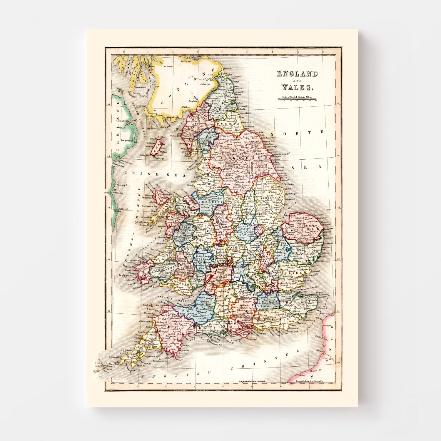 Vintage Map of England & Wales 1832 by Ted's Vintage Art