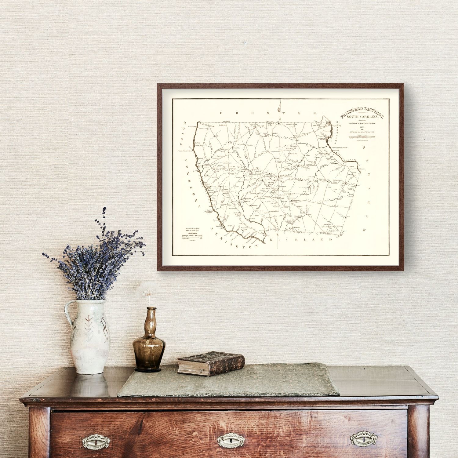 Vintage Map of Fairfield County, South Carolina 1825 by Ted's Vintage Art