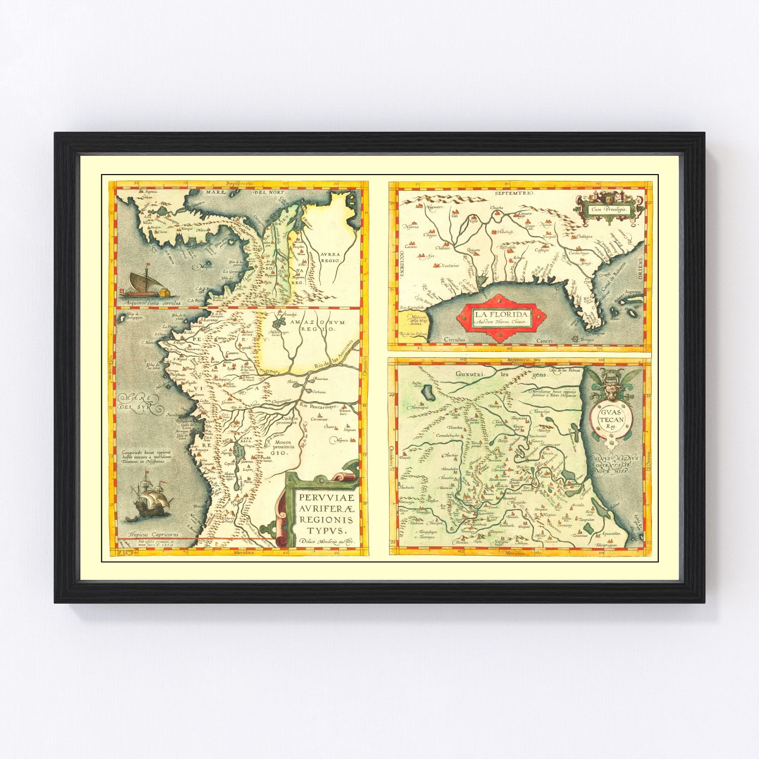 Vintage Map of Florida 1584 by Ted's Vintage Art