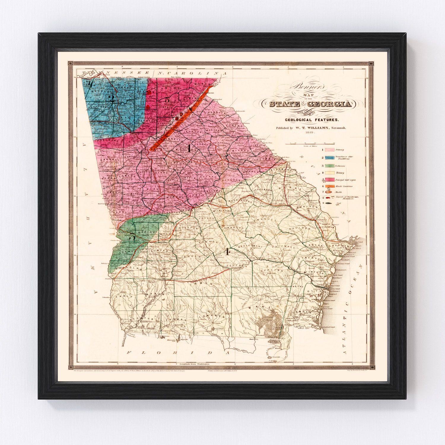 Vintage Map Of Georgia 1849 By Teds Vintage Art 8285