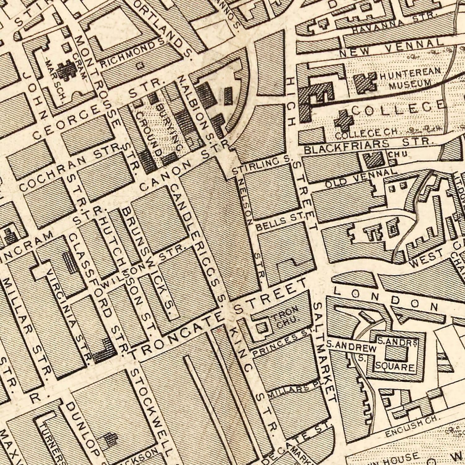 Vintage Map of Glasgow, Scotland 1851 by Ted's Vintage Art