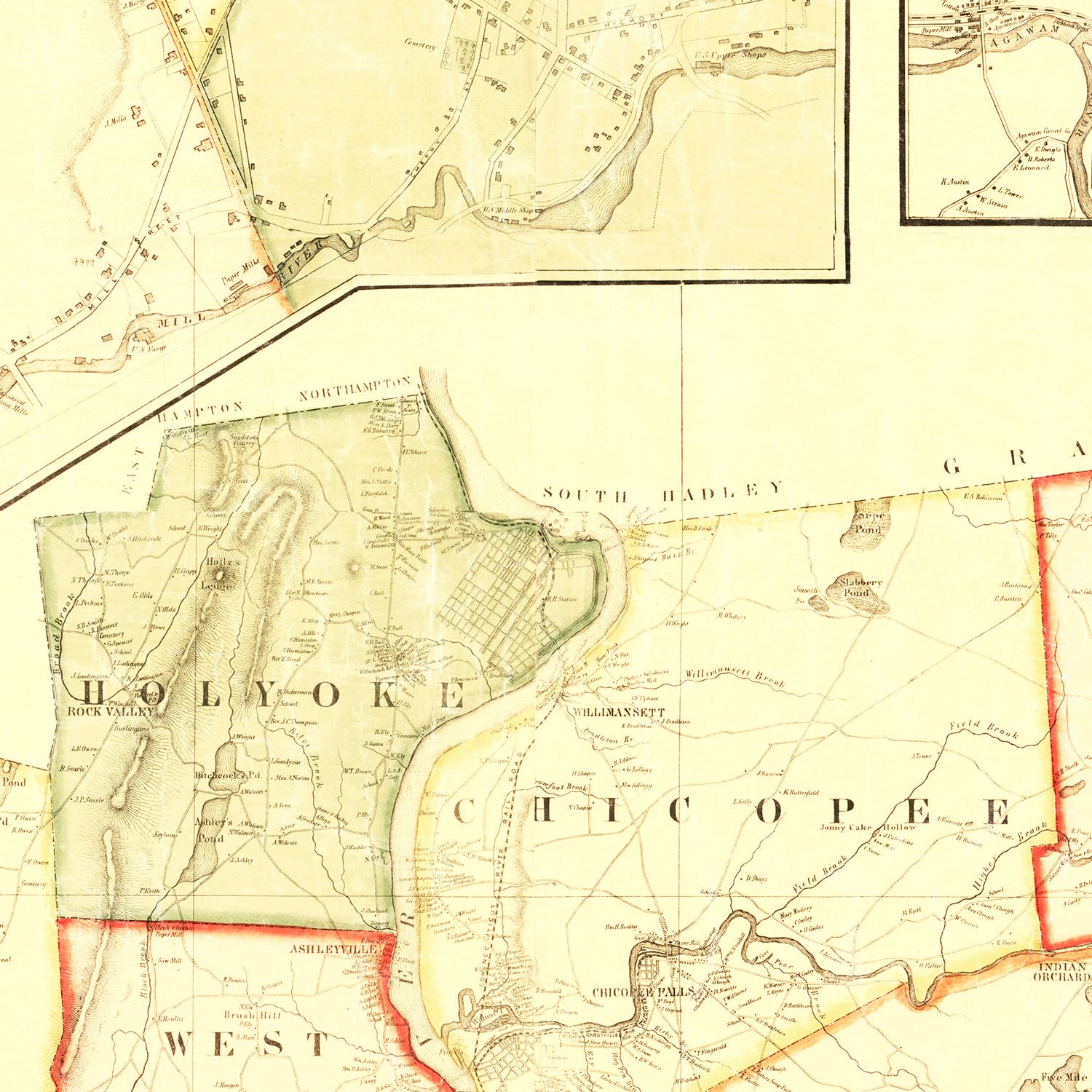 Vintage Map Of Hampden County Massachusetts 1855 By Ted S Vintage Art   5700 3 