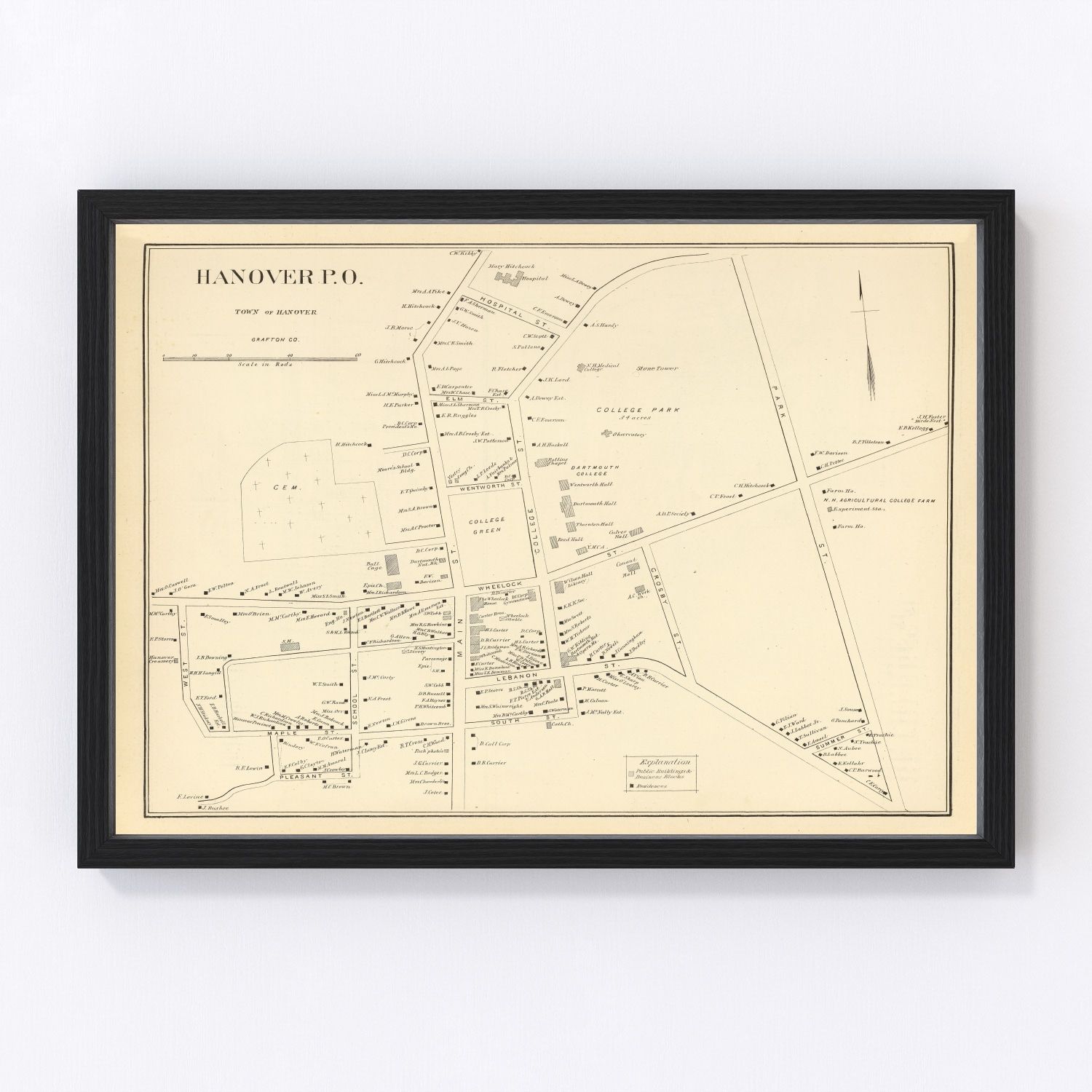 Vintage Map of Hanover, New Hampshire 1892 by Ted's Vintage Art