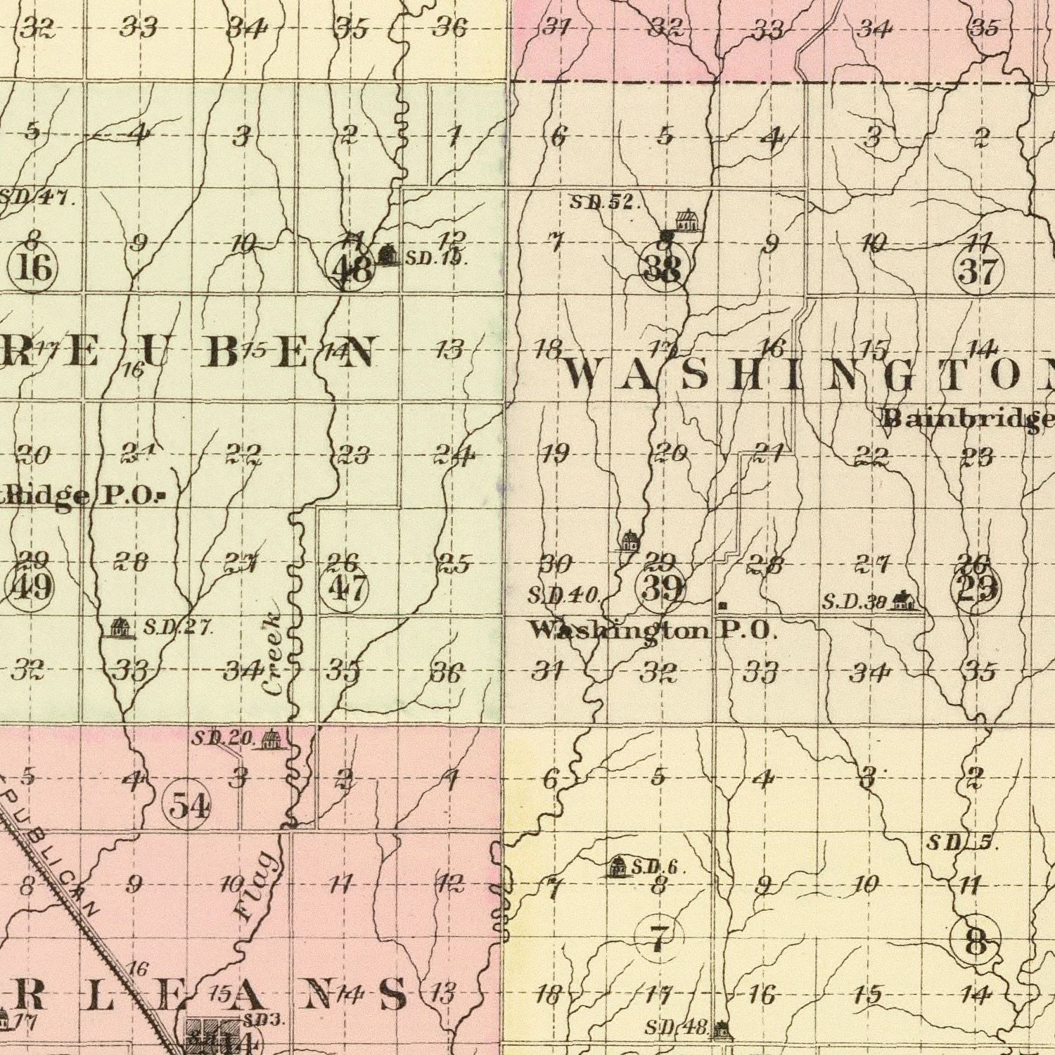 Vintage Map of Harlan County Nebraska, 1885 by Ted's Vintage Art