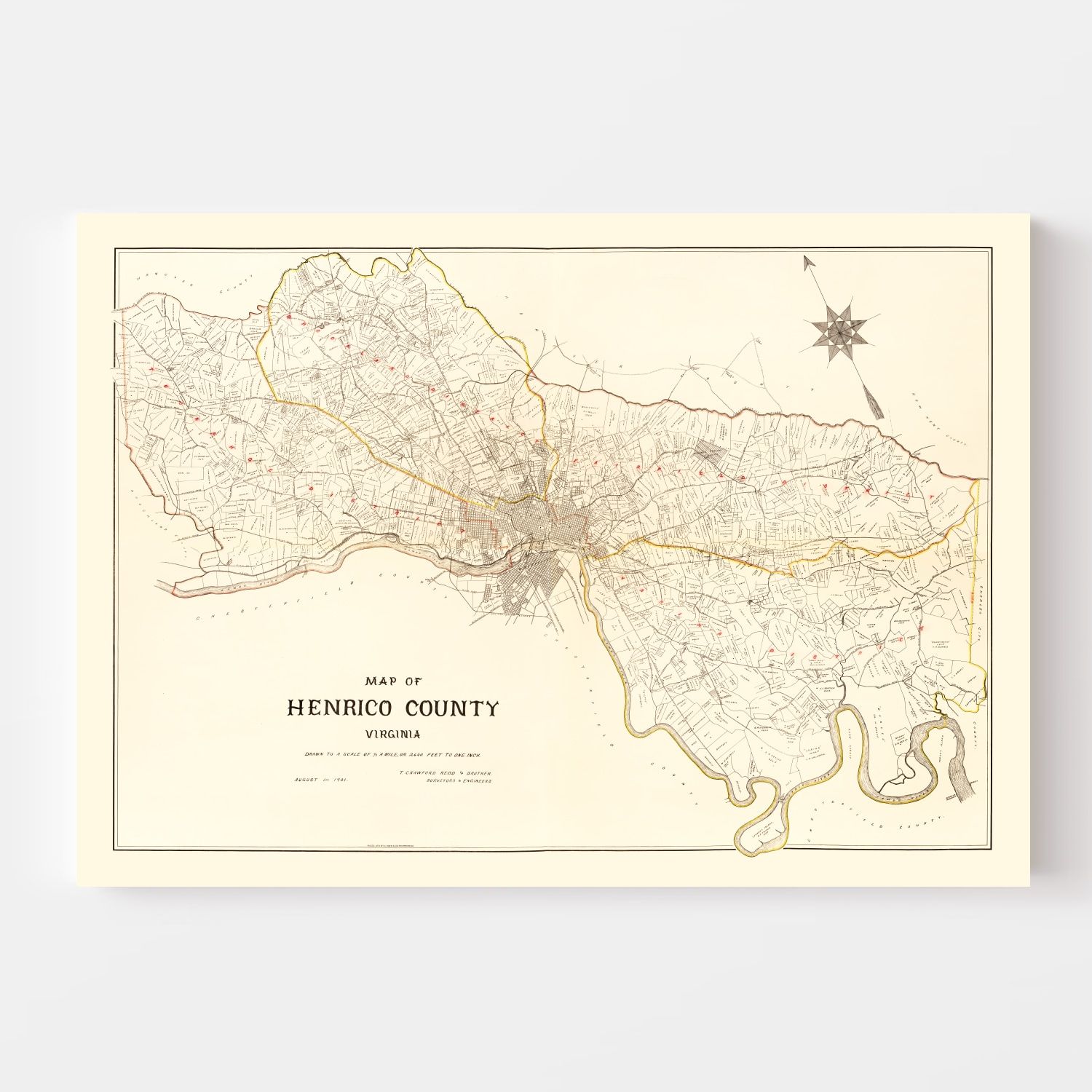 Vintage Map Of Henrico County Virginia 1901 By Teds Vintage Art