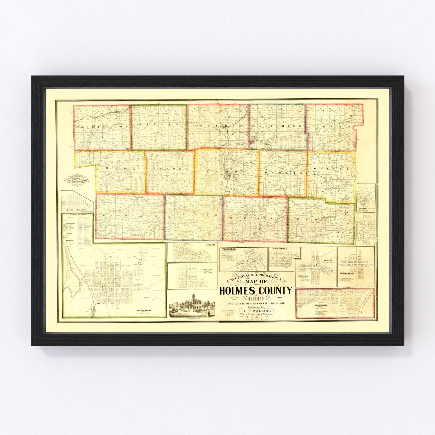 Vintage Map Of Holmes County Ohio 1861 By Teds Vintage Art 0247
