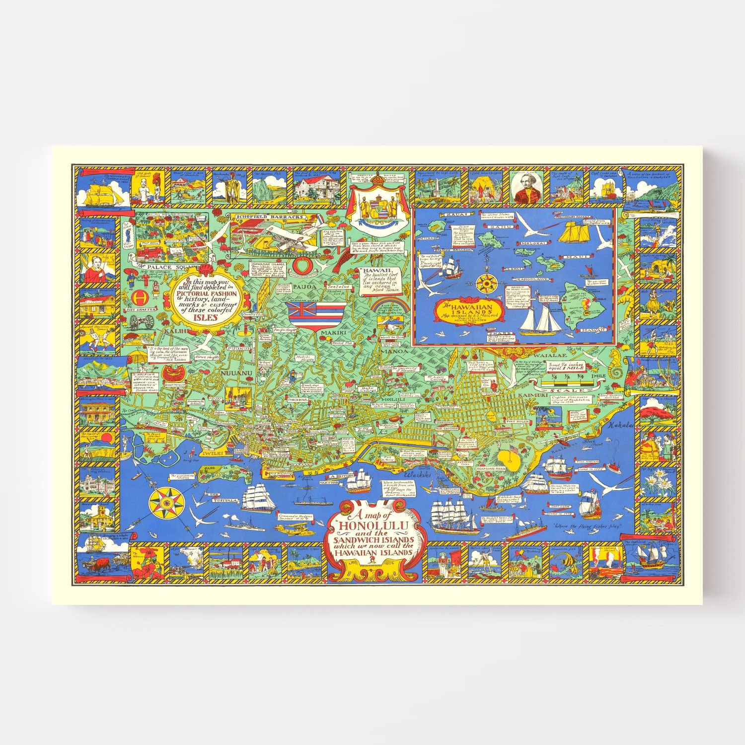 Vintage Map of Honolulu, Hawaii 1927 by Ted's Vintage Art