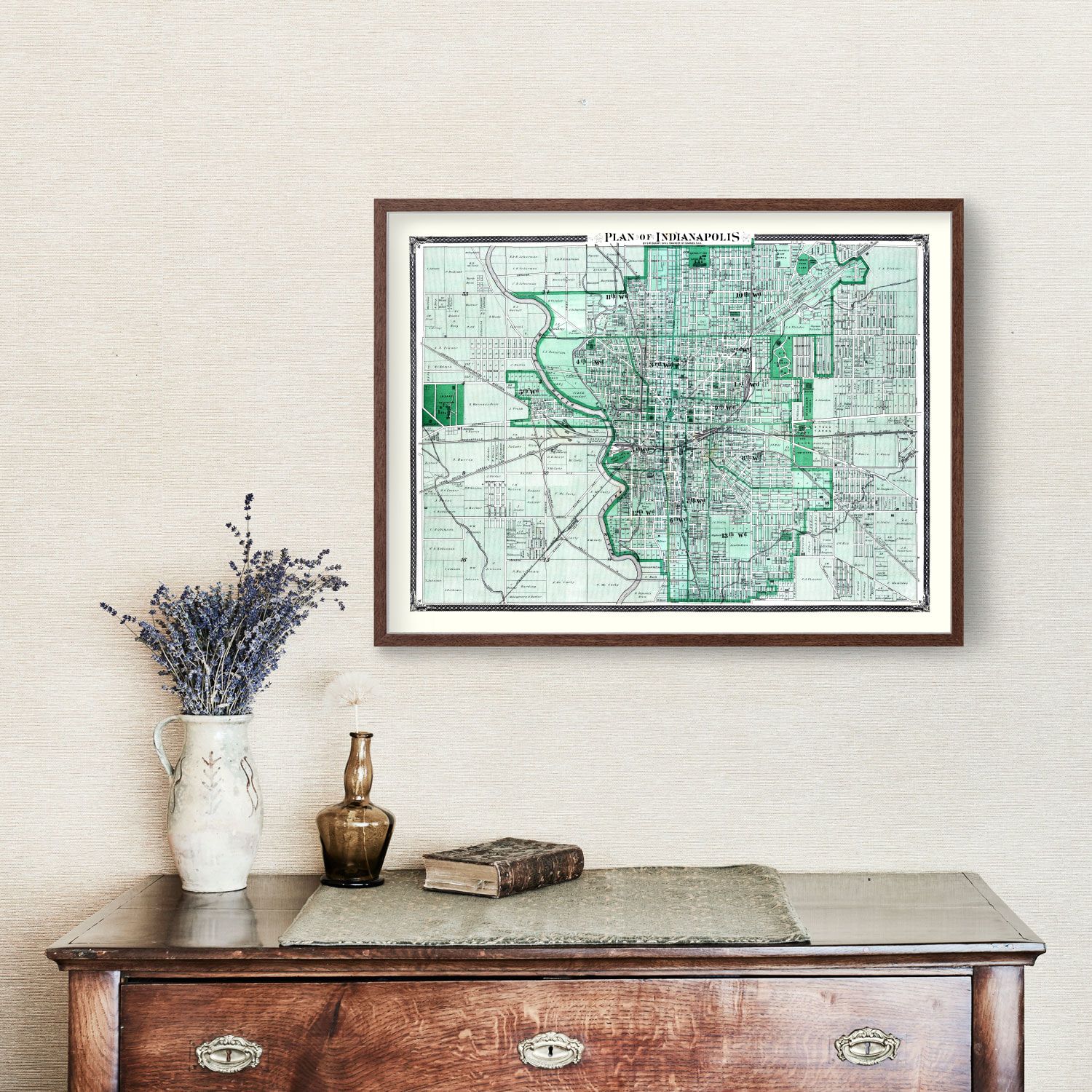 Vintage Map of Indianapolis, Indiana 1876 by Ted's Vintage Art