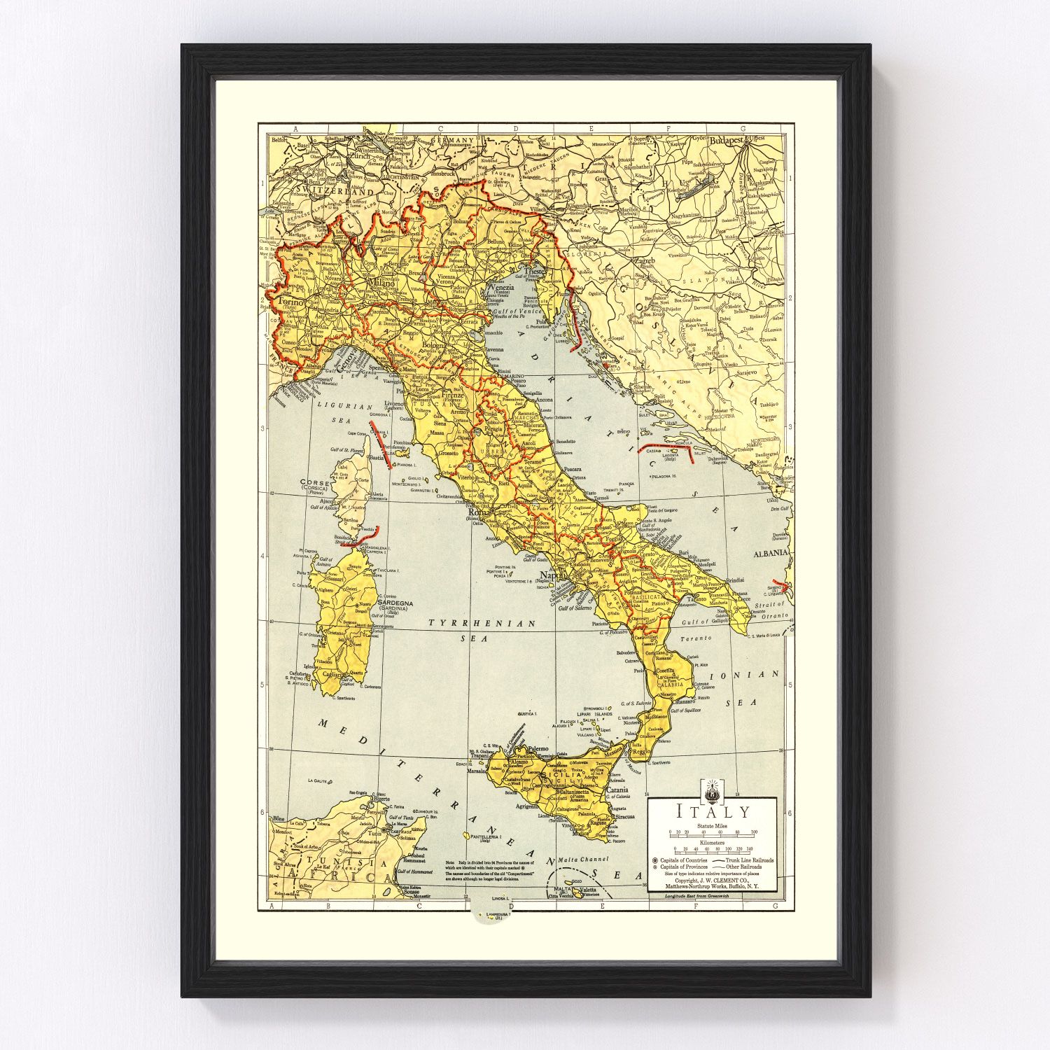 Vintage Map of Italy 1943 by Ted's Vintage Art