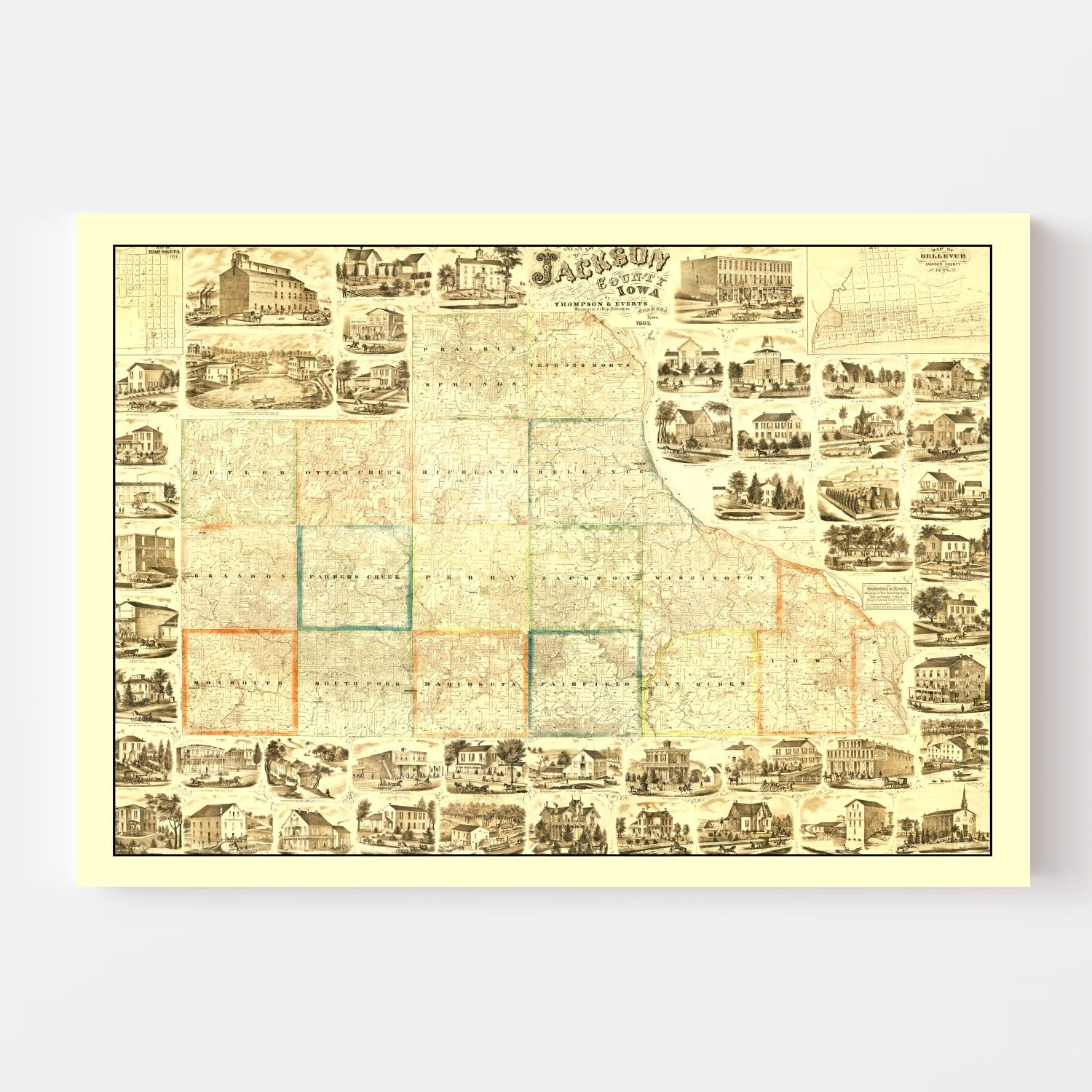 Vintage Map of Jackson County, Iowa 1867 by Ted's Vintage Art