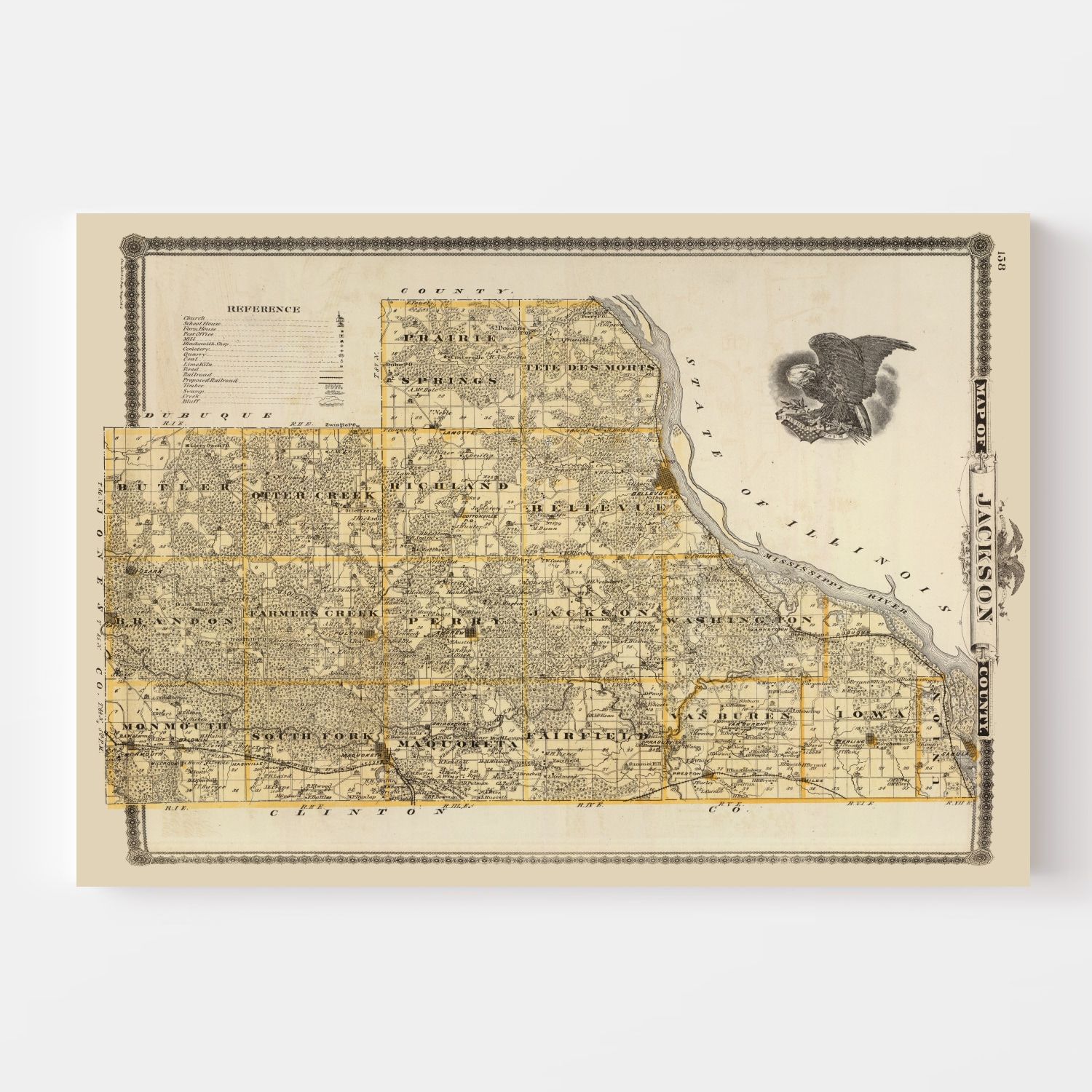 Vintage Map of Jackson County Iowa, 1875 by Ted's Vintage Art