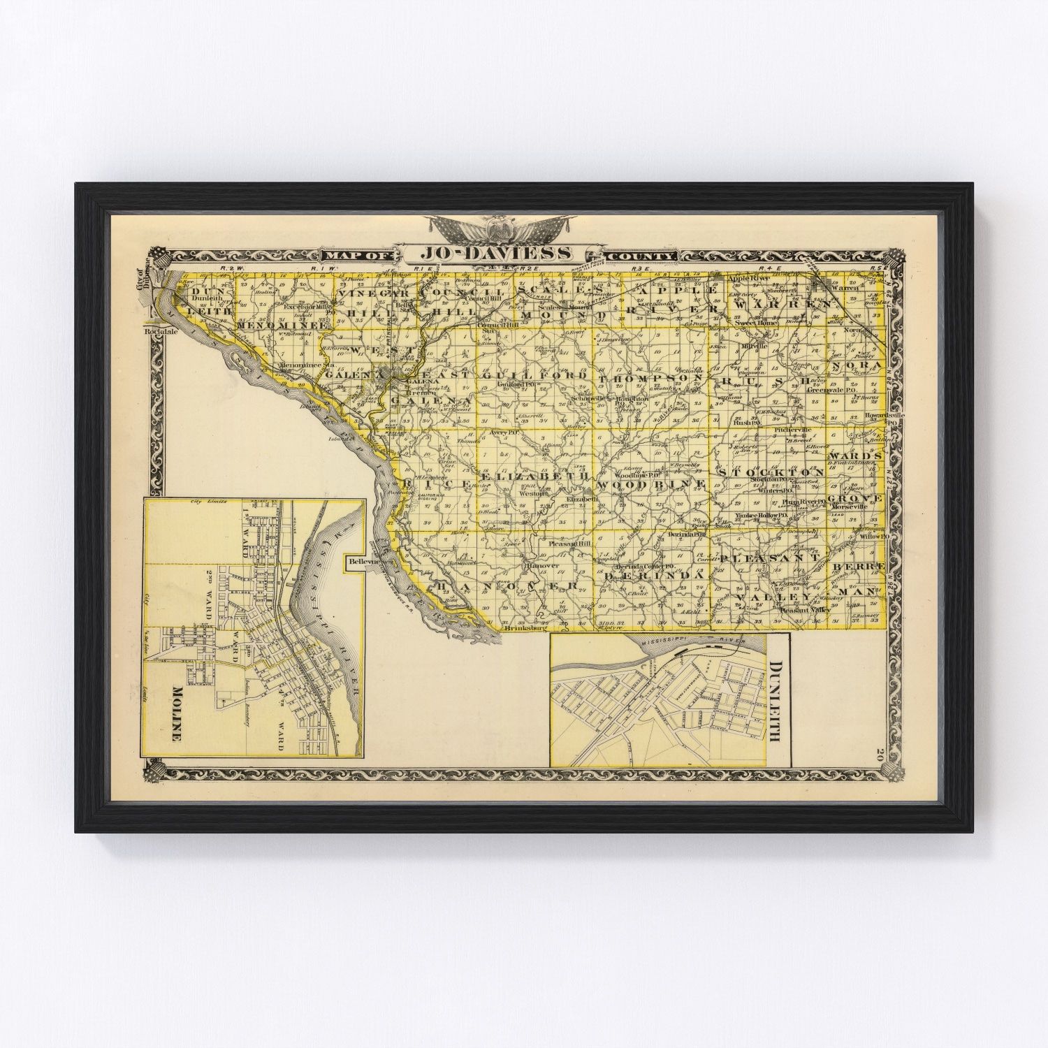 Vintage Map of Jo-Daviess County Illinois, 1876 by Ted's Vintage Art