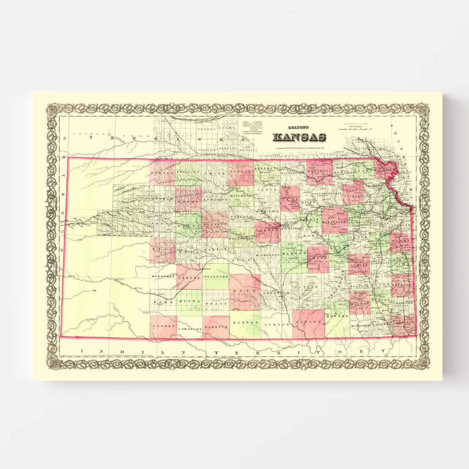 Vintage Map Of Kansas 1871 By Ted S Vintage Art   7710 2 