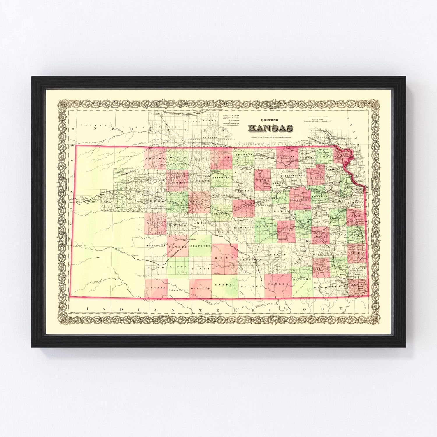 Vintage Map Of Kansas By Ted S Vintage Art