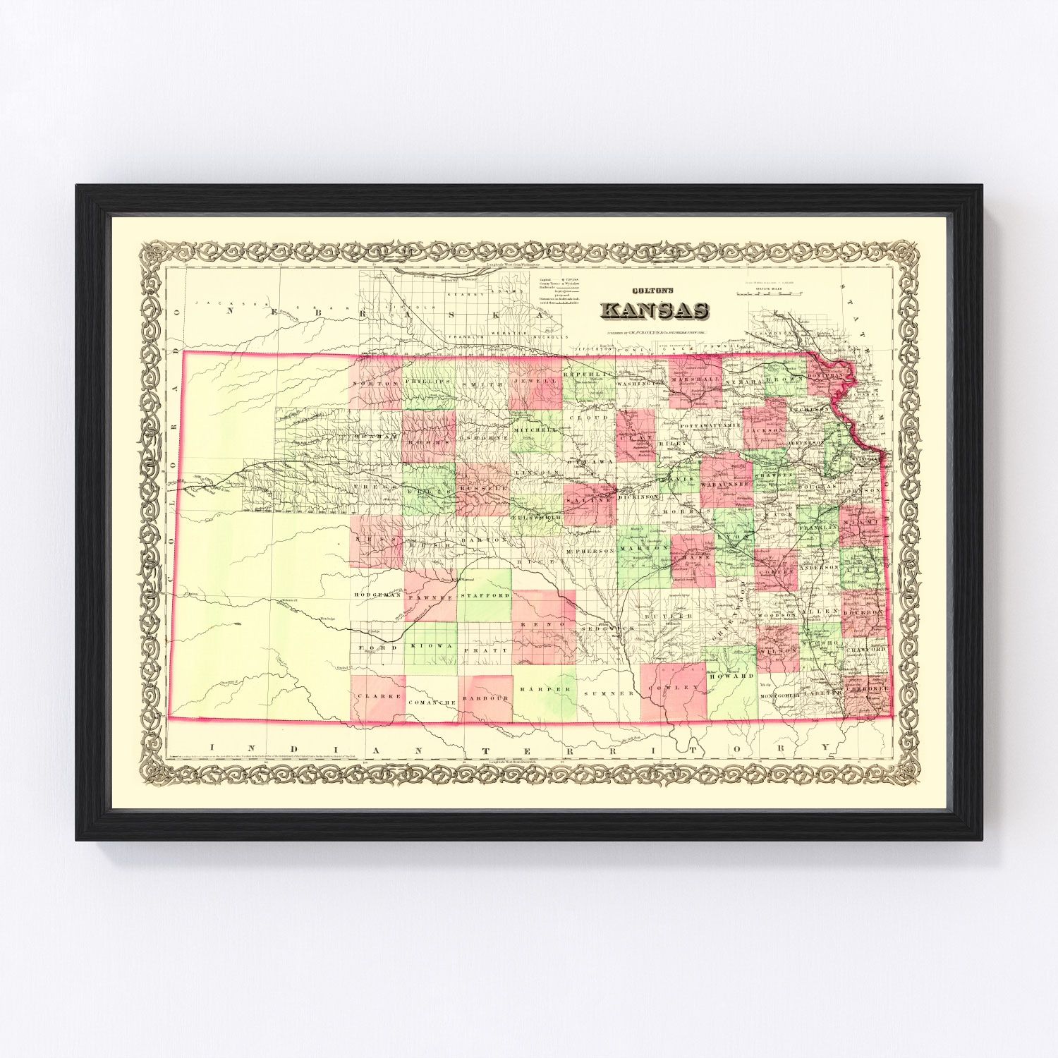 Vintage Map Of Kansas 1871 By Ted S Vintage Art   7710 