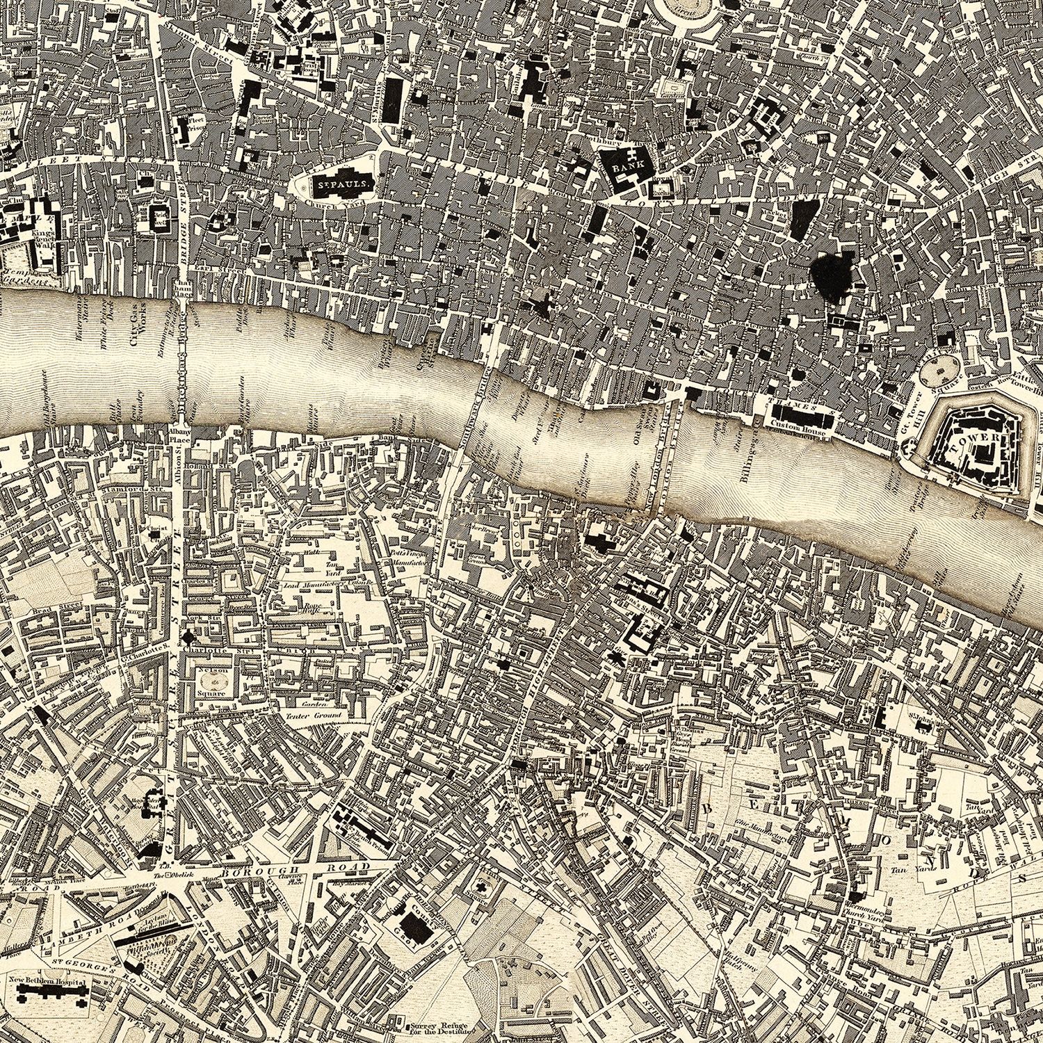 Vintage Map of London, England 1827 by Ted's Vintage Art