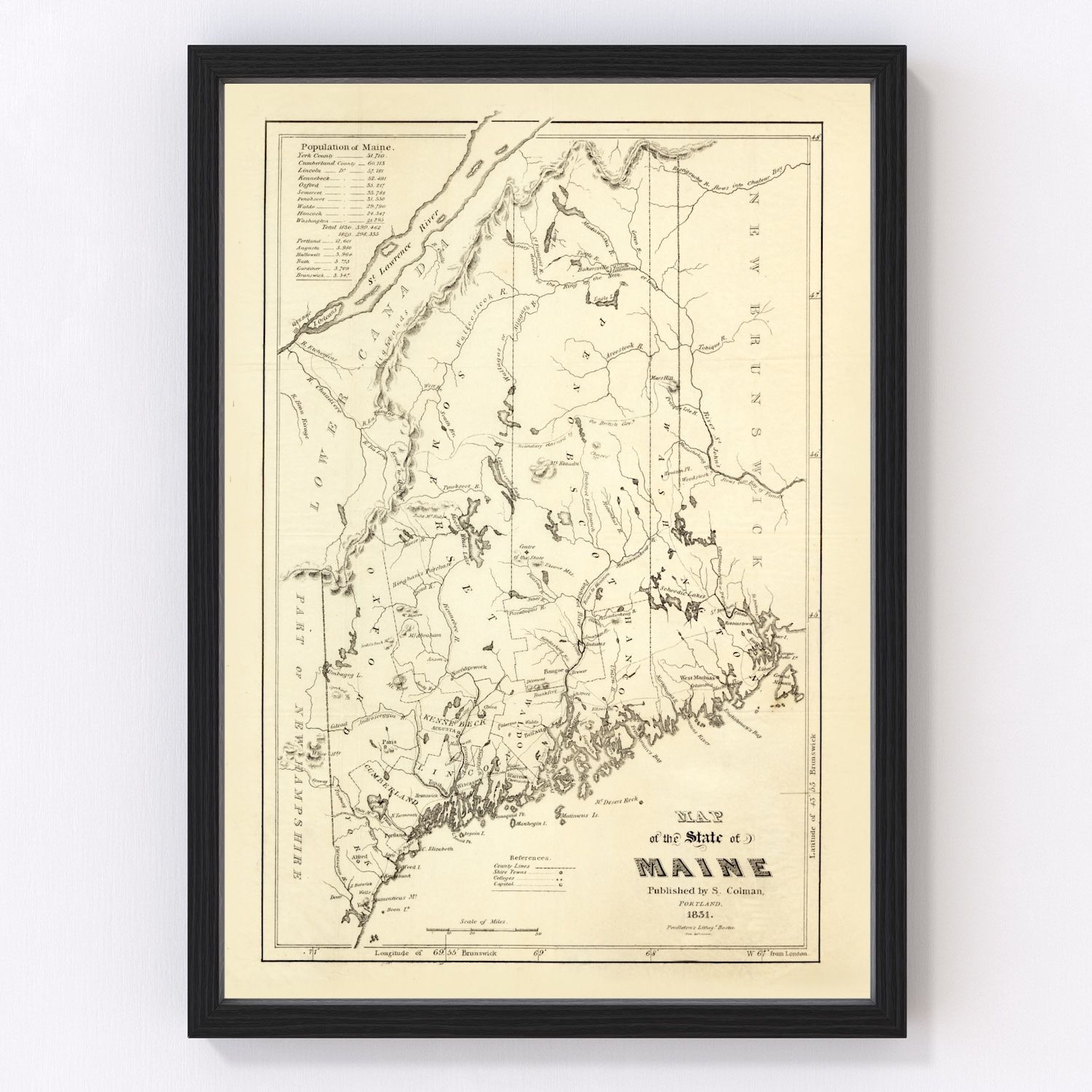 Vintage Map Of Maine, 1831 By Ted's Vintage Art