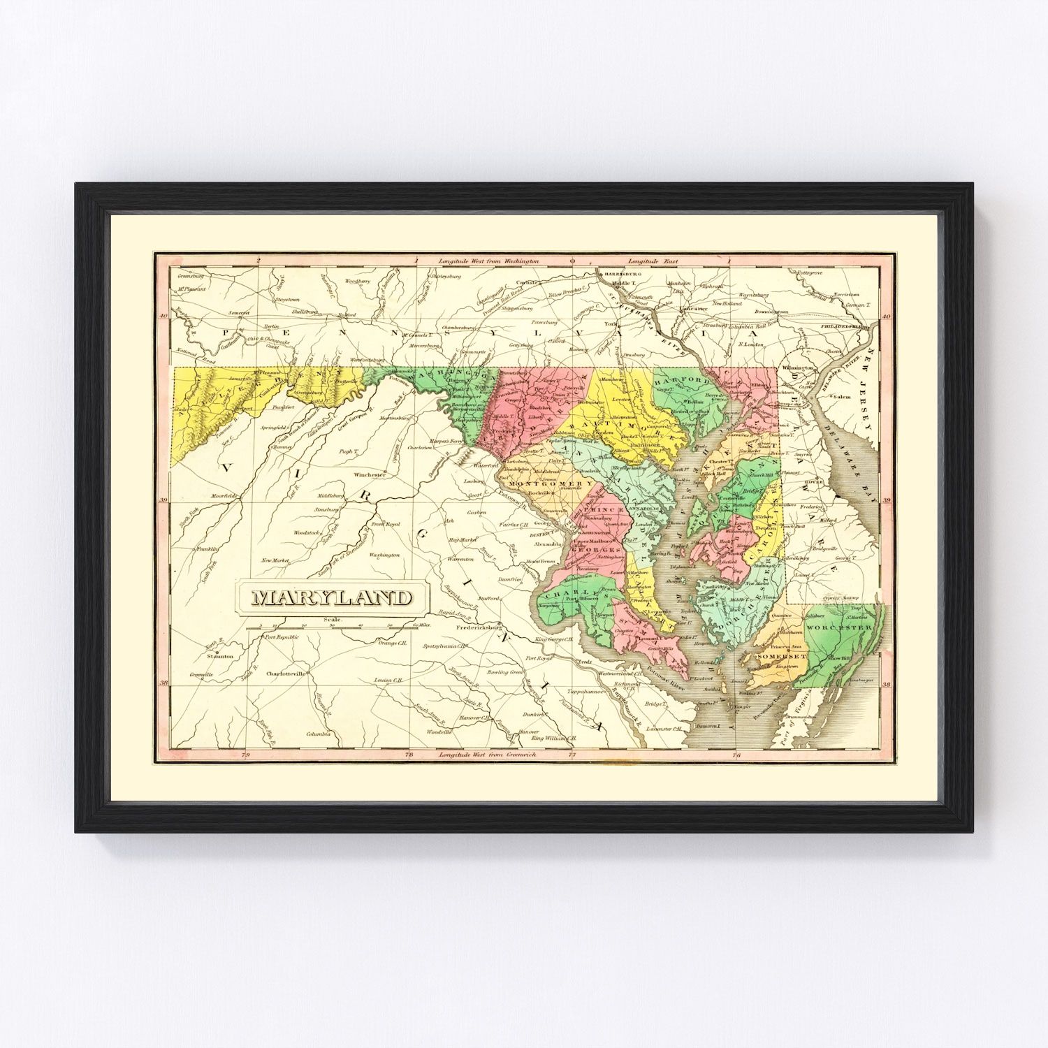 Vintage Map Of Maryland 1831 By Ted's Vintage Art