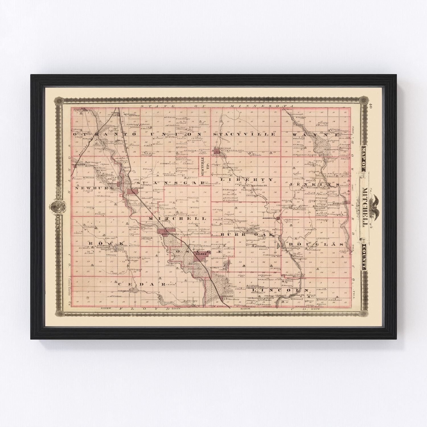 Vintage Map of Mitchell County Iowa, 1875 by Ted's Vintage Art