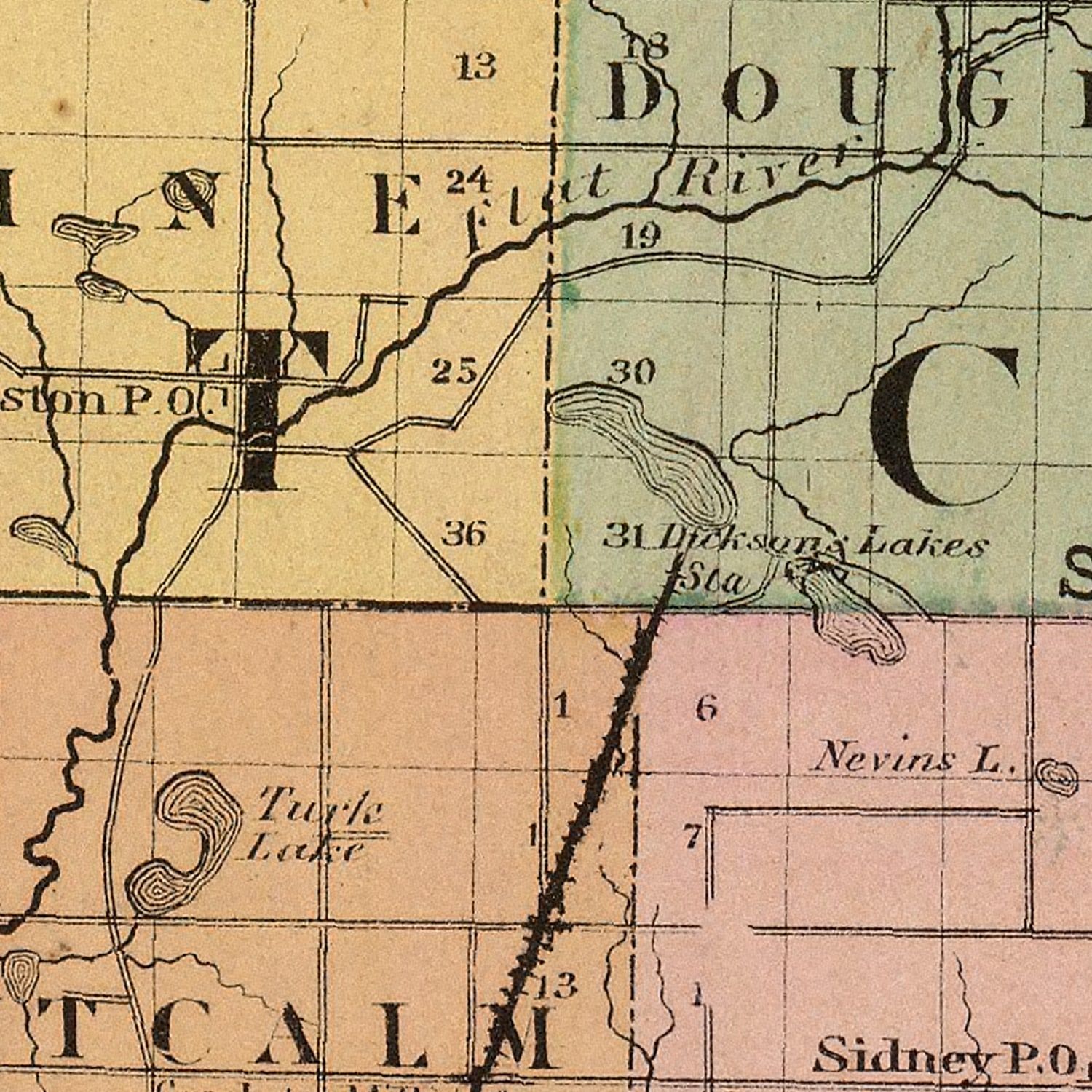 Vintage Map Of Montcalm County Michigan, 1873 By Ted's Vintage Art